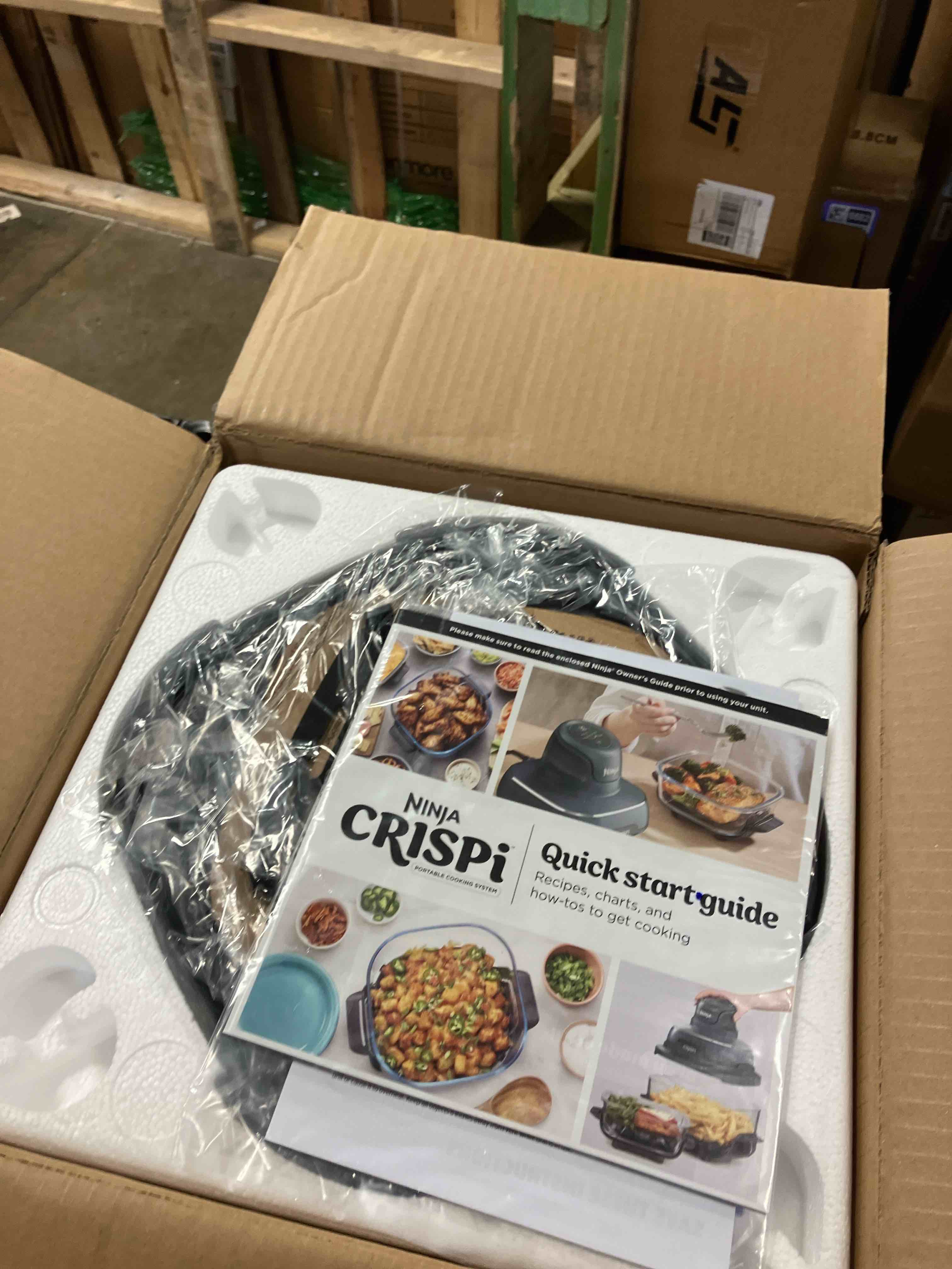 Condition photo showing New/Like New for Ninja Crispi 4-in-1 Glass Air Fryer | 450°F | Non-Toxic | 4QT & 6-Cup Glass Containers w/Lids | Microwave, Freezer, Dishwasher Safe | Max Crisp, Air Fry, Bake, Recrisp | Green | FN101SG