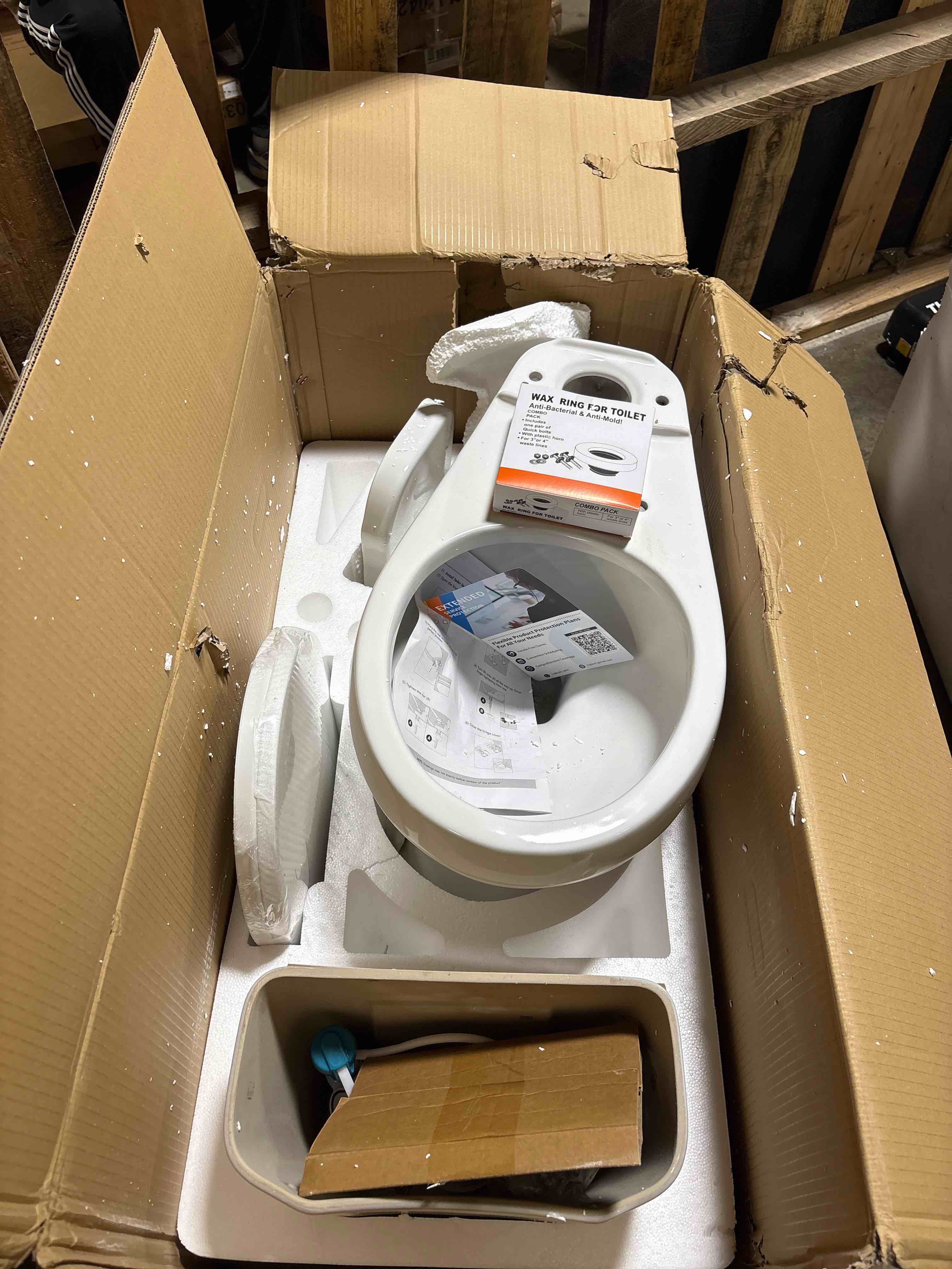 Condition photo showing New/Like New for Garvee Two-Piece Toilet, 21"Toilet, Round Toilets for Bathrooms with Soft Close Seat, Universal Height ADA Toilet with 1.28 Siphonic Flush Cotton White