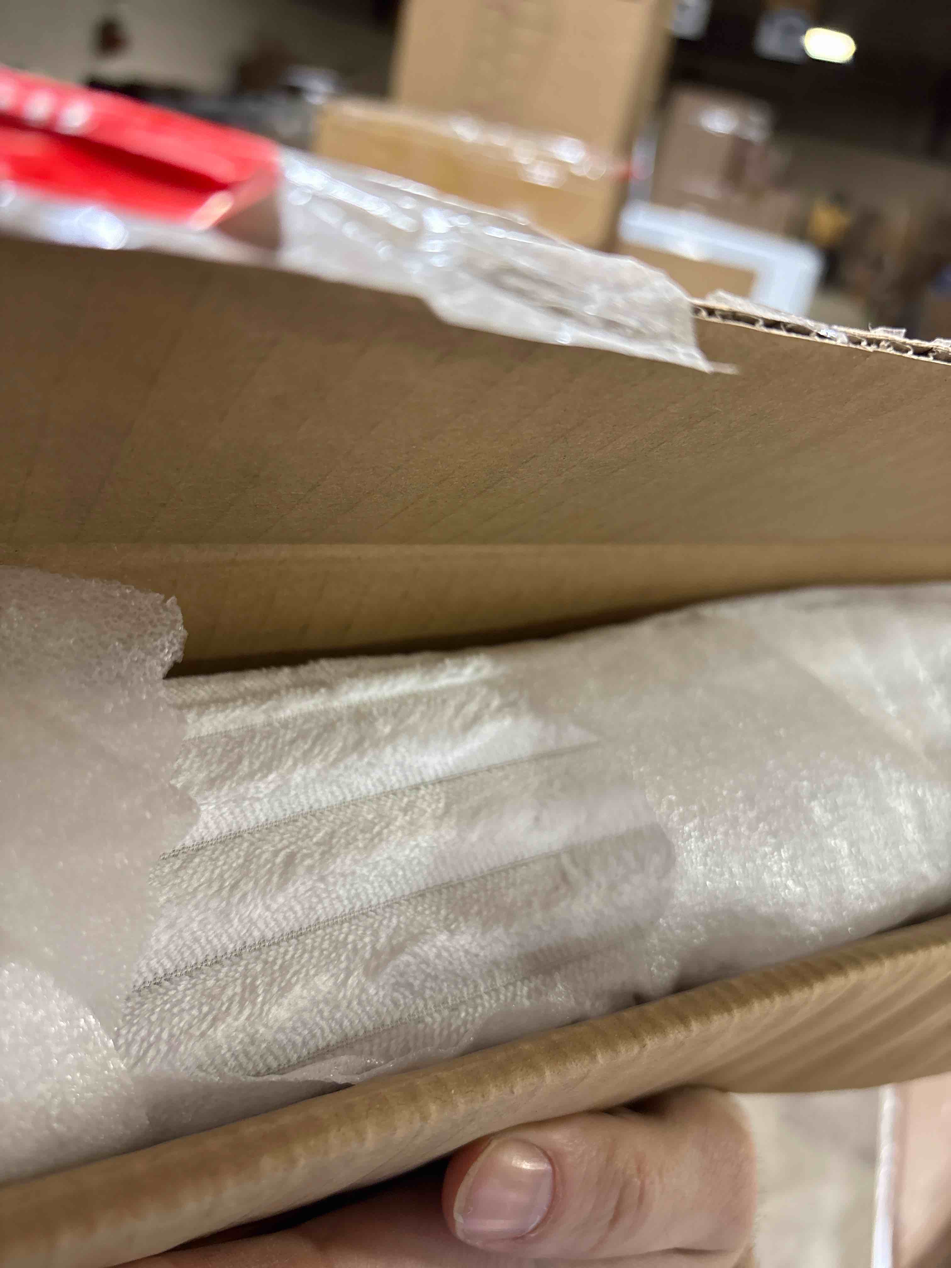 Condition photo showing New/Like New for Castle Place Queen Corduroy Velvet Upholstered Headboard, White