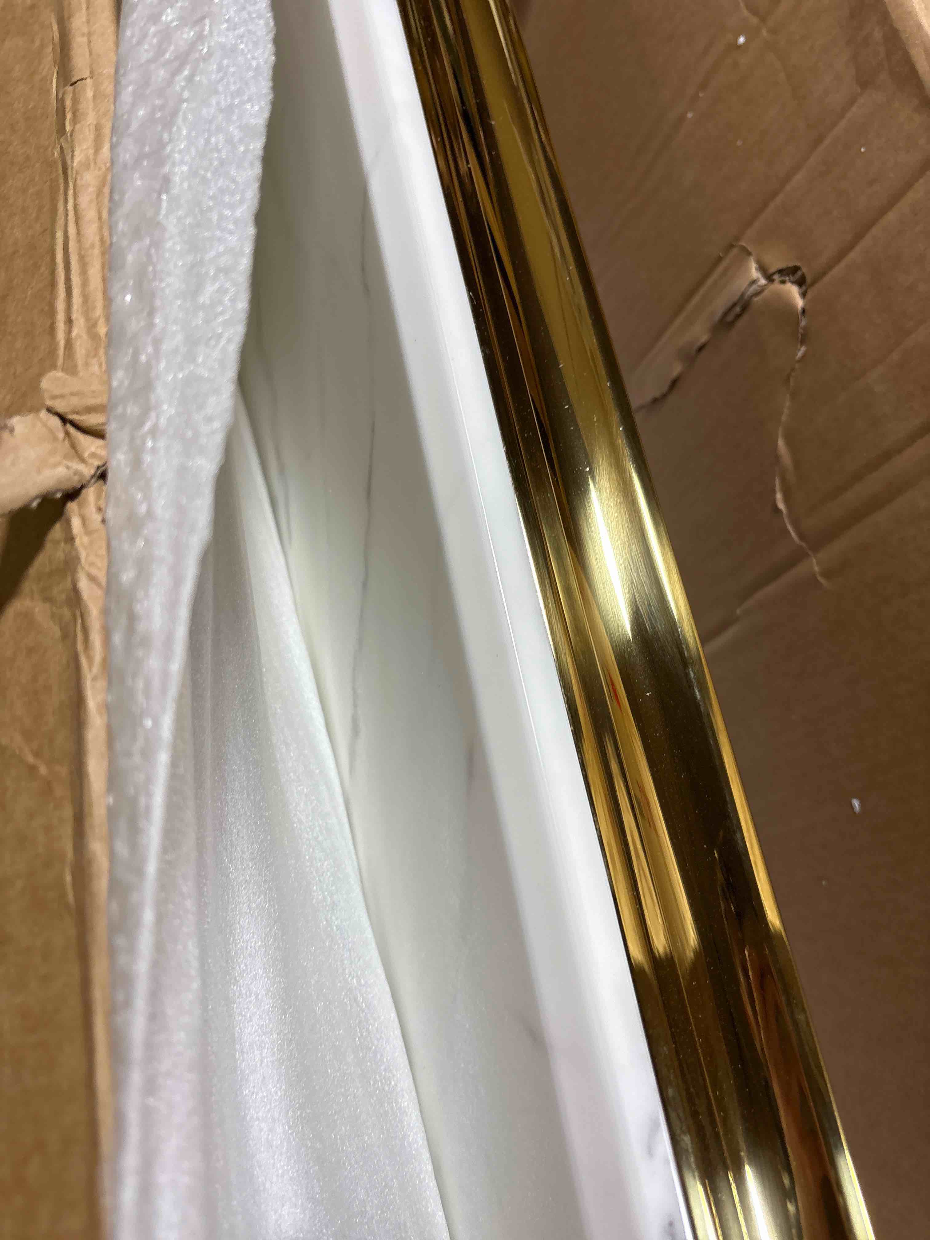 Condition photo showing New/Like New for Modern Narrow Console Table, Faux Marble Simplify Long Table, Rectangular Sofa Table with Metal Frame, Accent Furniture for Decorating Foyer