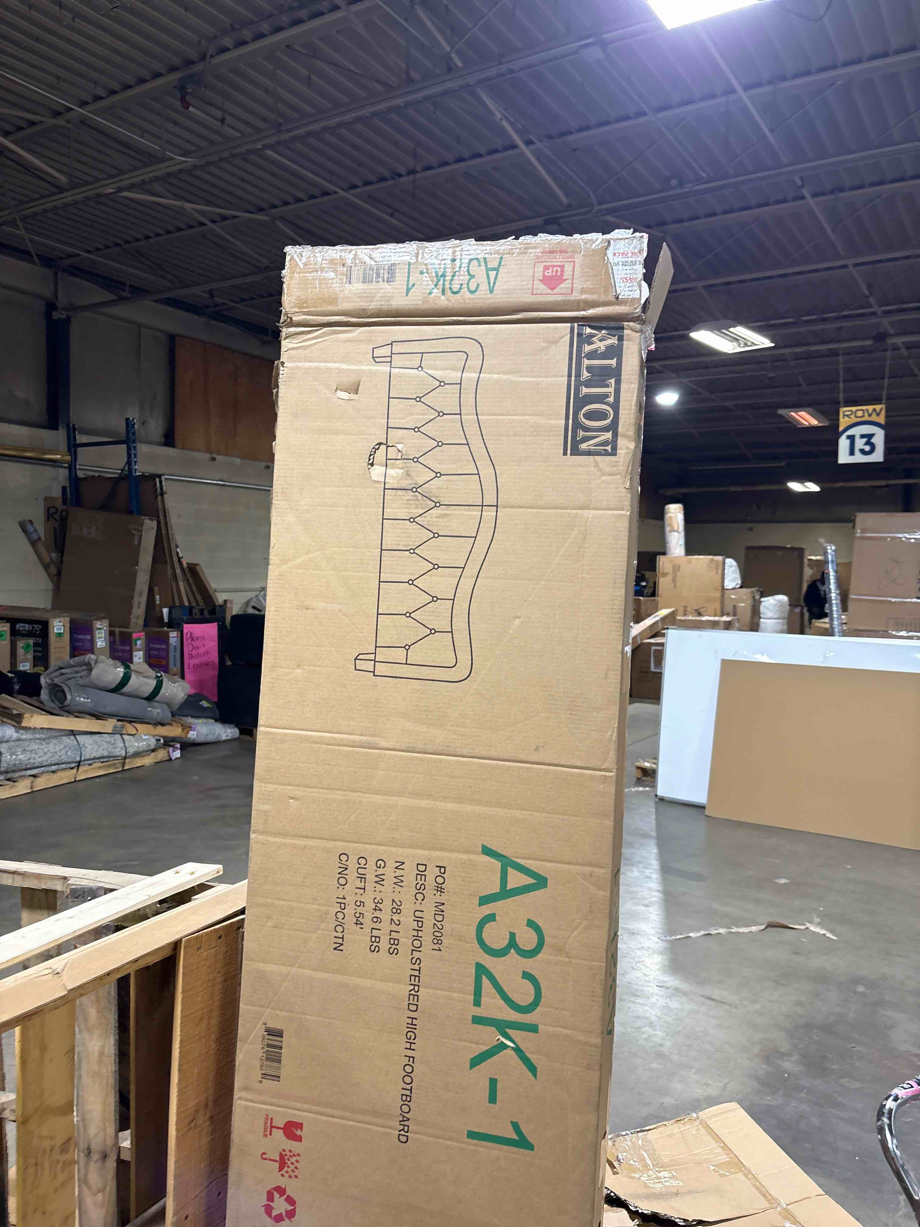 Condition photo showing Good Condition for Alton King Size Platform Bed Frame with Deep Button Tufted Wingback footboard Upholstered Beige/Cream