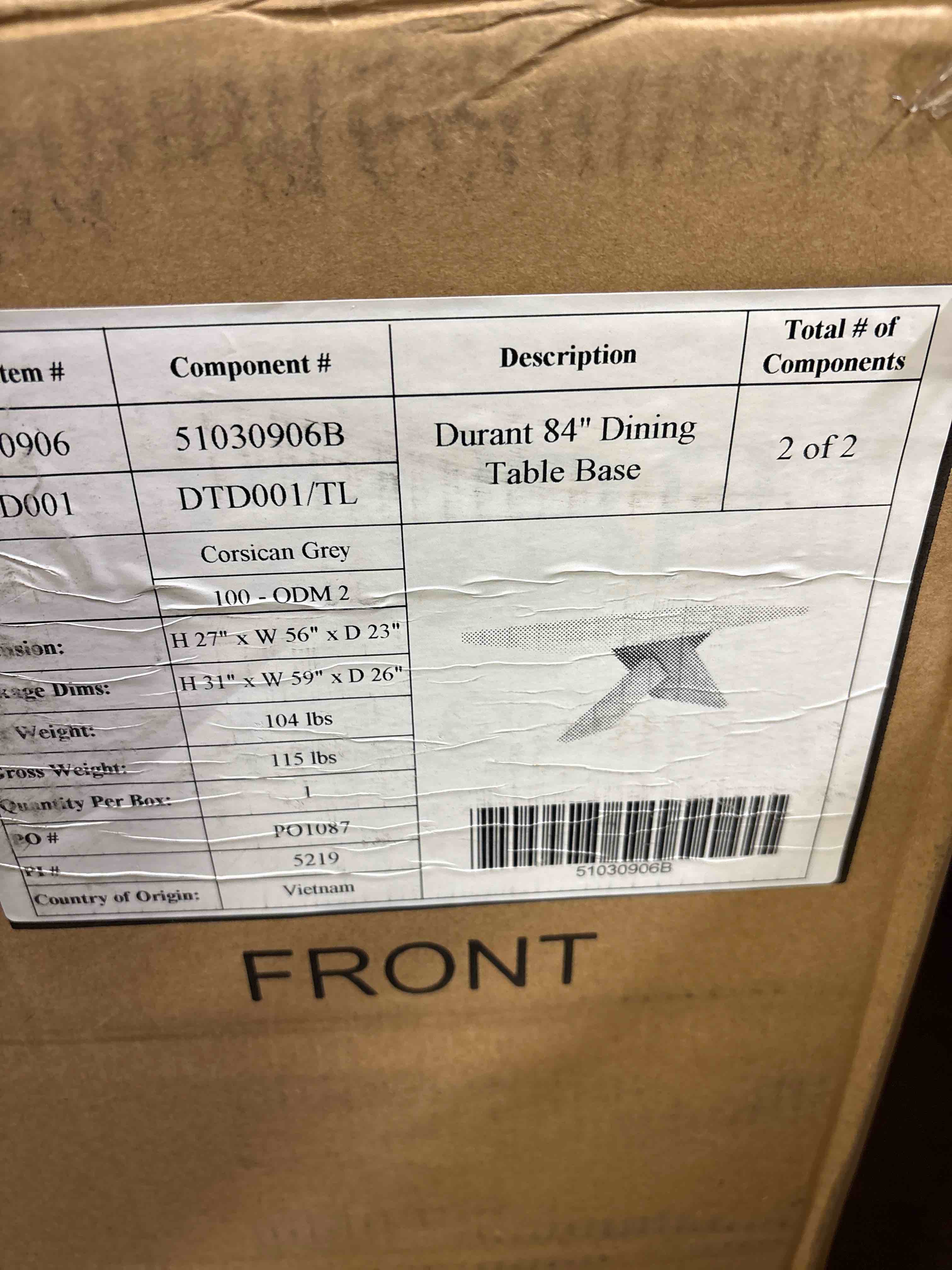 Condition photo showing New/Like New for Durant Dining Table Base By Classic Home