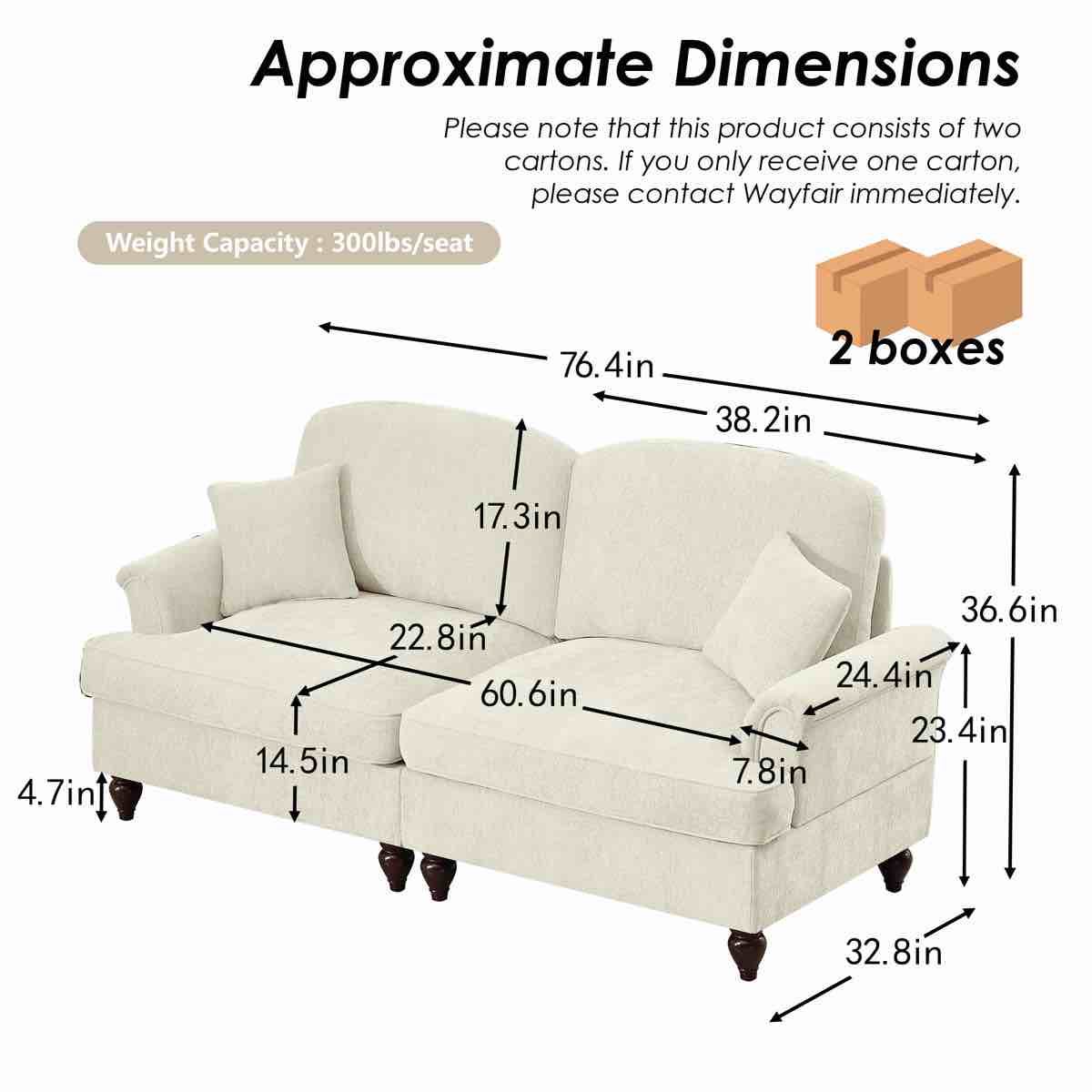 Condition photo showing As Is for Mid Century Oversized Large Two Seater Sofa By Red Barrel Studio