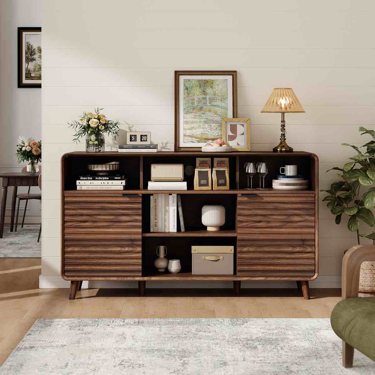 58'' Sideboard Storage Cabinet With Doors And Shelves By George Oliver