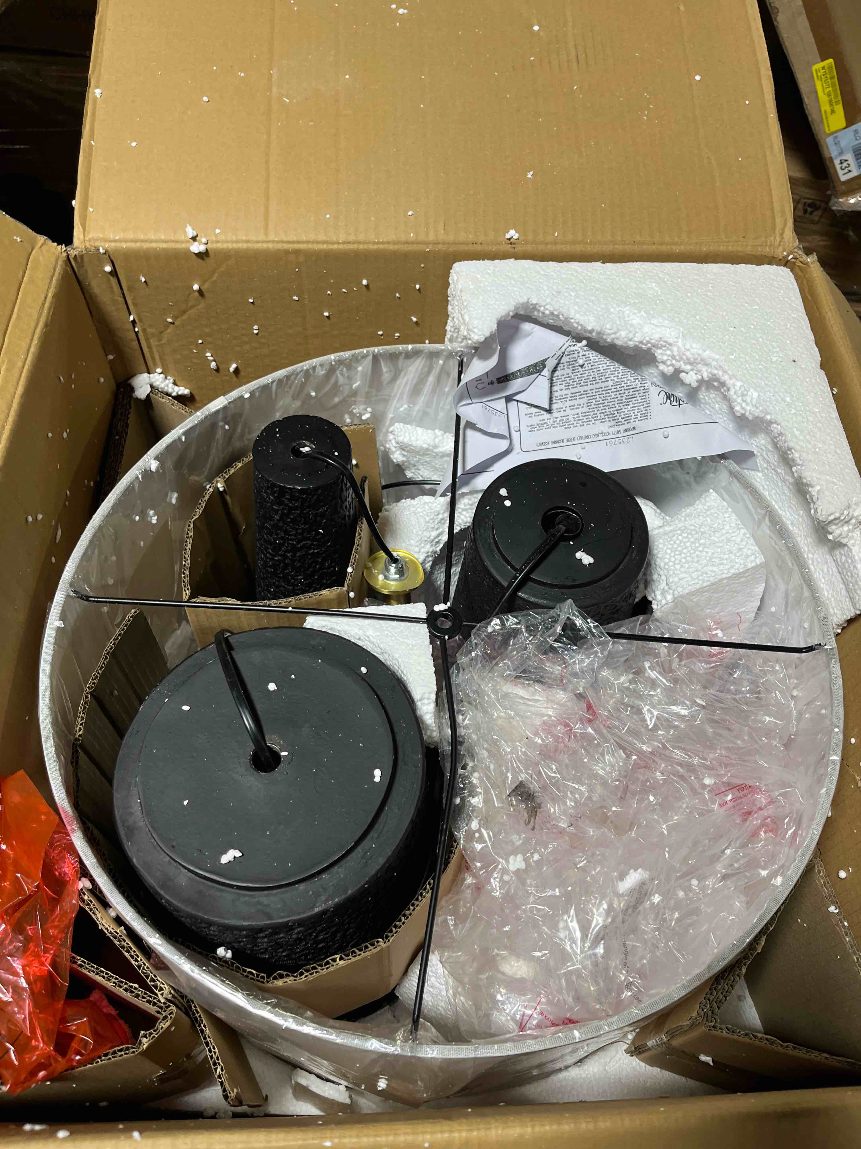 Condition photo showing Good Condition for Signature Design by Ashley Hallburg Modern Textured Polyresin Floor Lamp with 3-Way Switch, Black