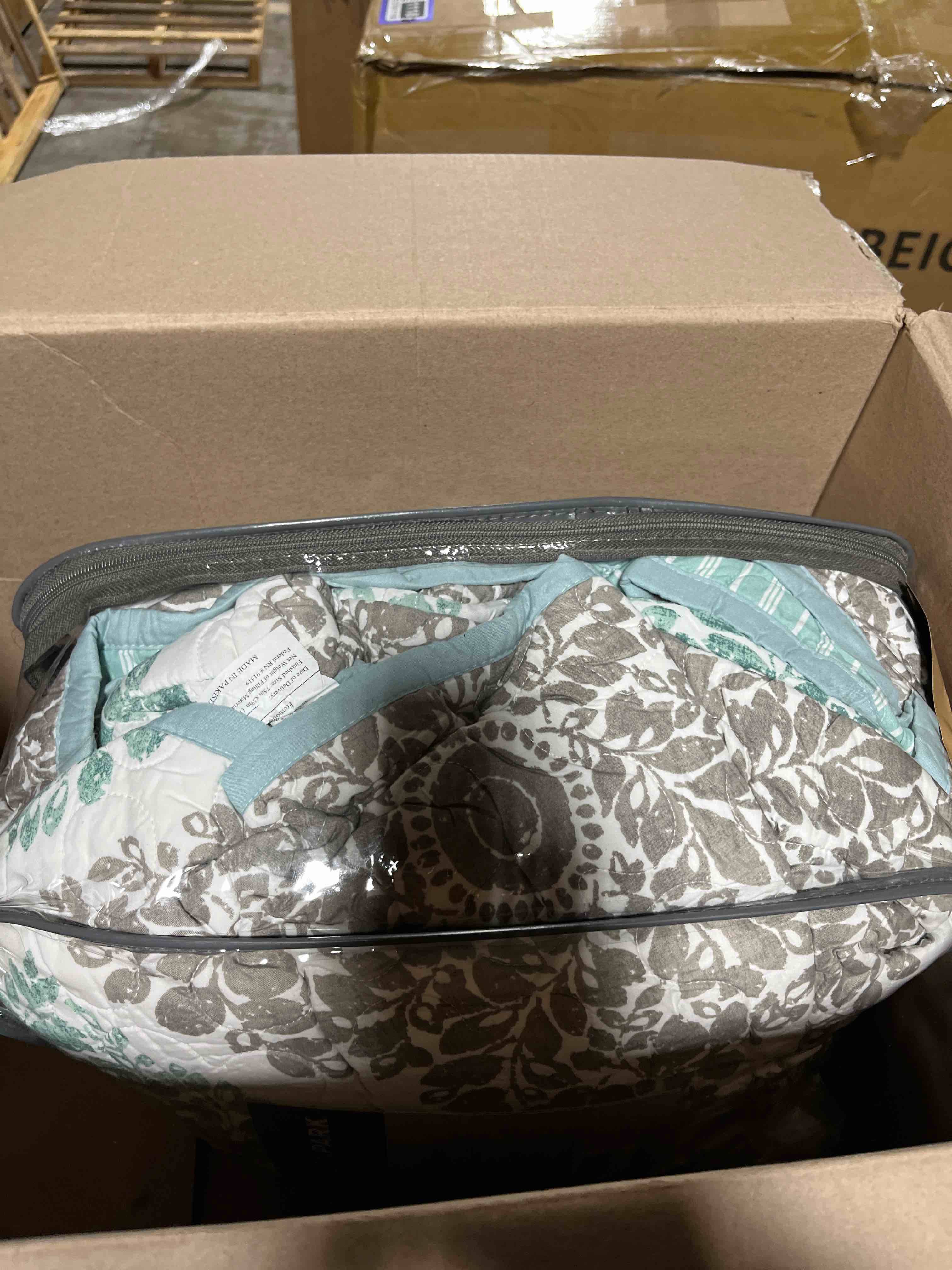 Condition photo showing Good Condition for Madison Park Daybed Cover Set - Double Sided Quilting Casual Design, All Season Bedding with Bedskirt, Matching Shams, Decorative Pillow, 75"x39", Diamond Aqua 6 Piece