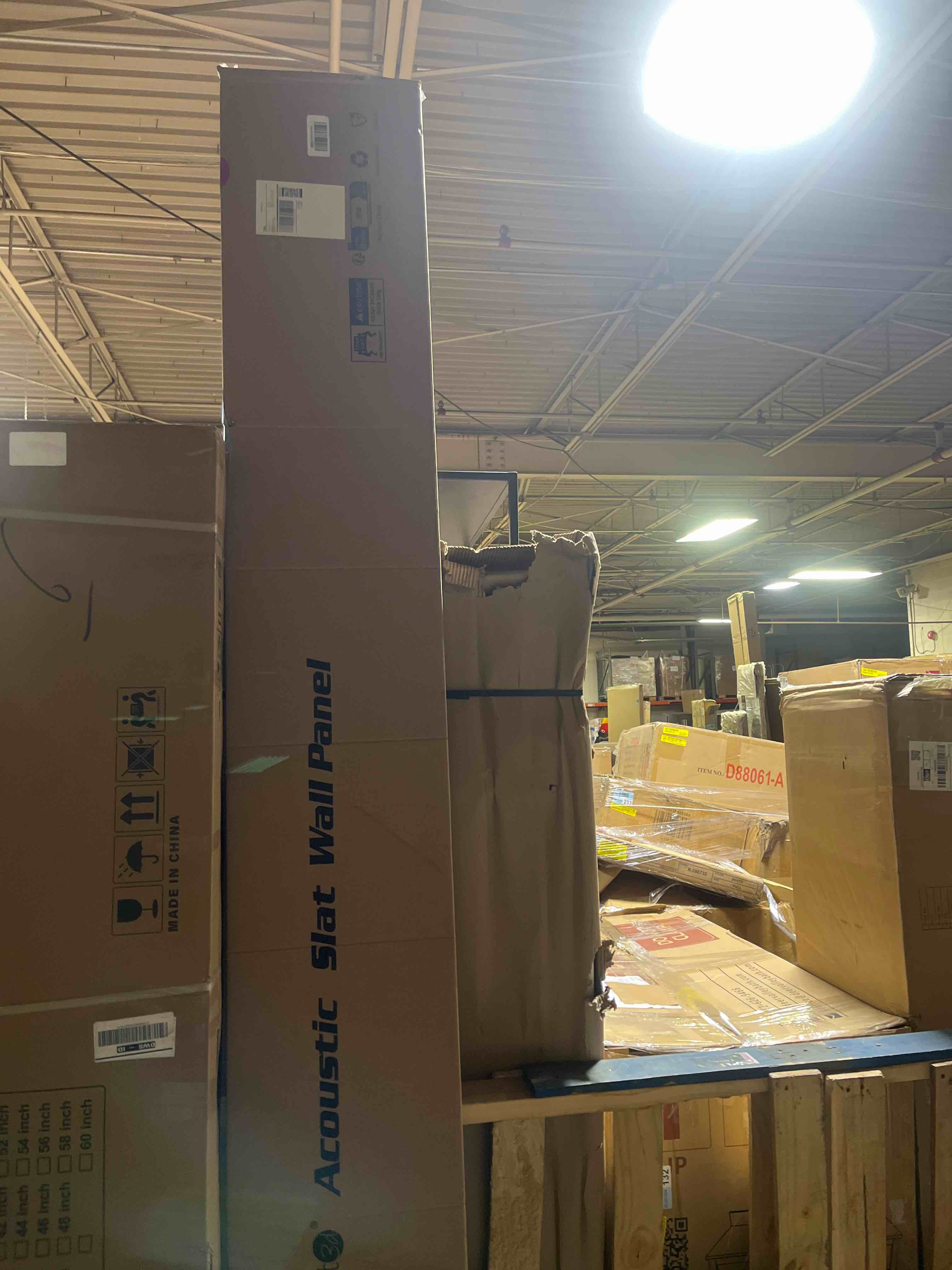 Condition photo showing New/Like New for Art3d 2-Pack 108" x 12" Acoustic Wood Panels for Wall, Soundproof Wood Slat Panel for Wall and Ceiling, 3D Fluted Sound Absorbing Paneling for Interior Wall Decor, Living Room, Bedroom - Teak 2pcs - 108" x 12" Teak