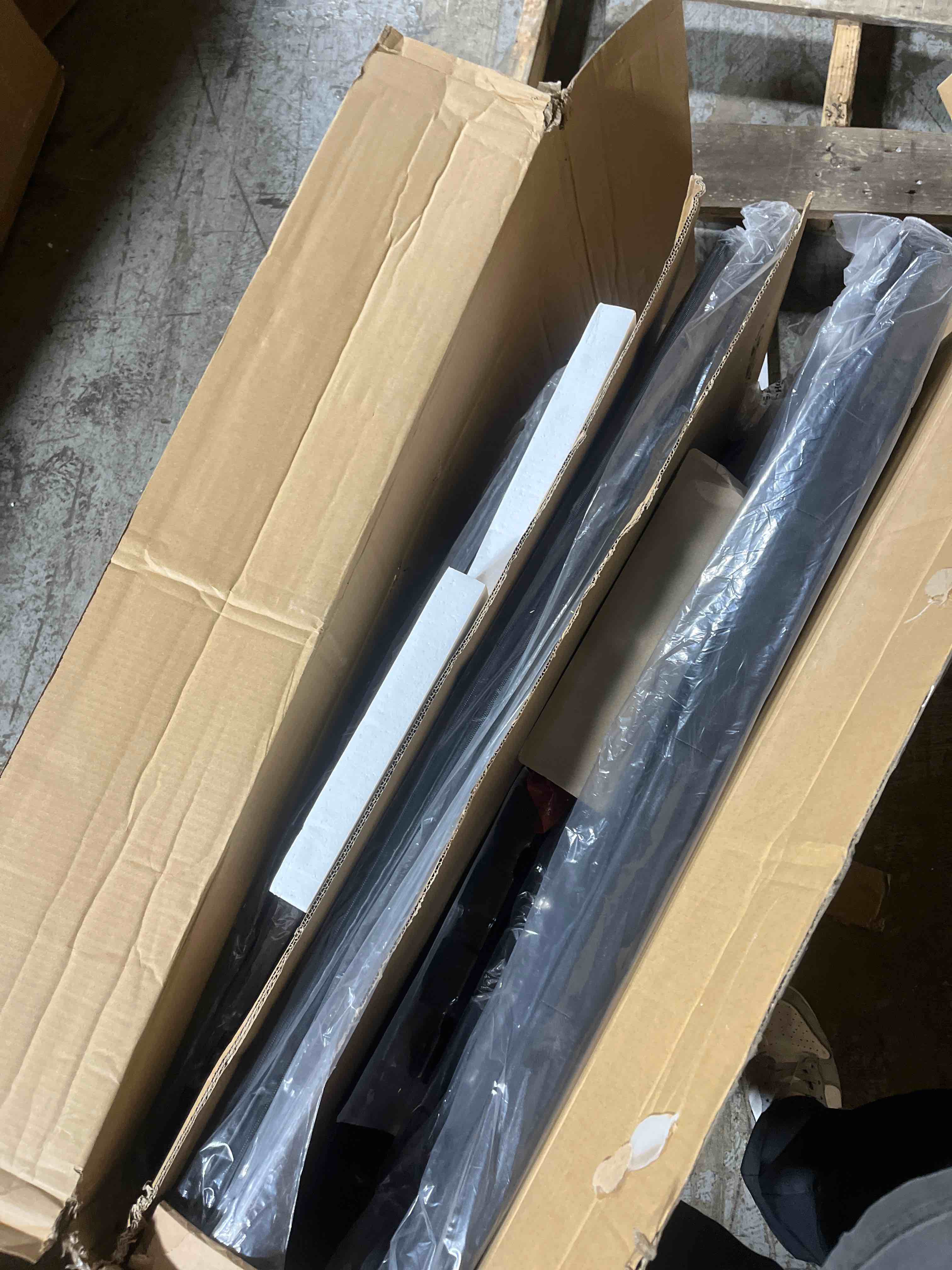 Condition photo showing Good Condition for Furnulem Twin Size Bed Frame with LED Light and Charging Station, Grey Upholstered Storage Headboard with Shelf, Metal Platform Bed with Heavy Duty Slats, No Box Spring Needed, Noise Free