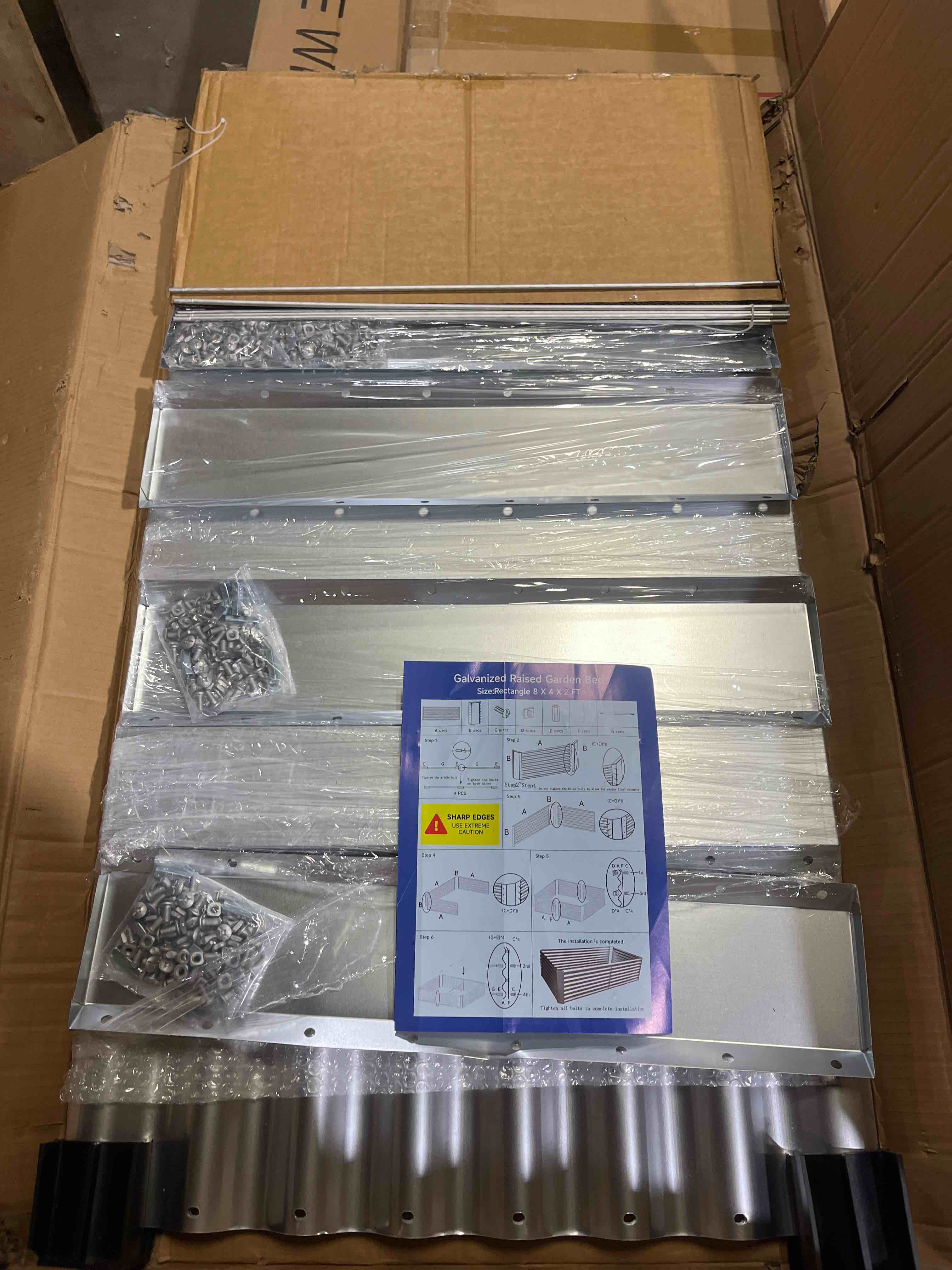 Condition photo showing New/Like New for Land Guard 8×4×2 ft Galvanized Raised Garden Bed Kit, Galvanized Planter Raised Garden Boxes Outdoor, Large Metal Raised Garden Beds for Vegetables. 8×4×2ft 1-silver