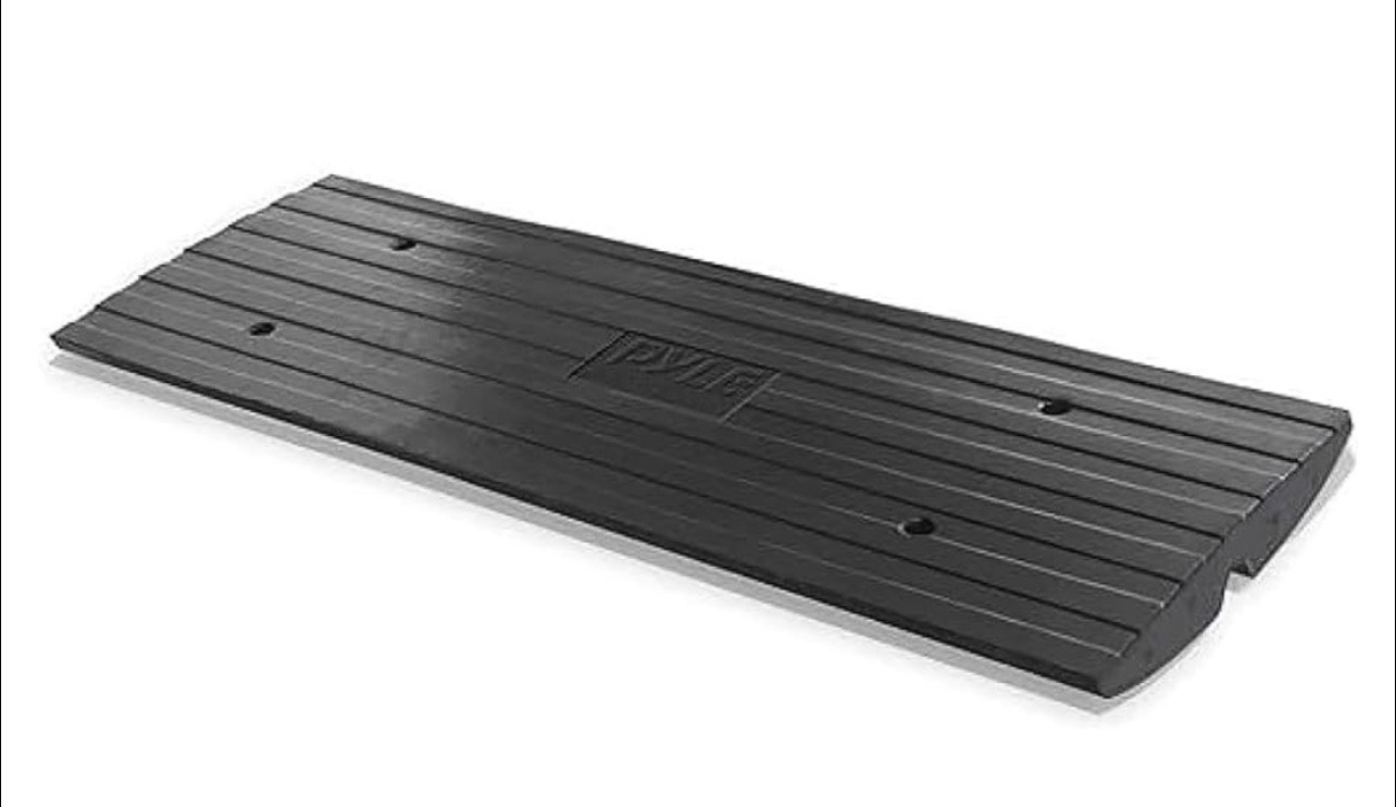 pyle car driveway curbside bridge ramp - heavy duty rubber threshold curb ramp, used for loading dock, garage, sidewalk, truck, scooter, bike, motorcycle, wheelchair mobility, other vehicle - pyle