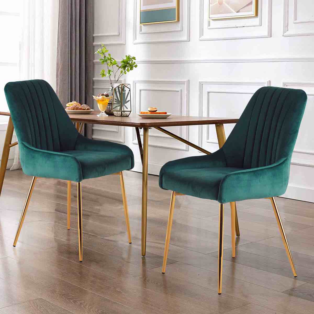 kataleah tufted velvet side dining chairs (set of 2)