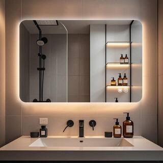 24 in. w x 36 in. h rectangular frameless led adjustable backlit anti-fog wall mirror bathroom vanity mirror