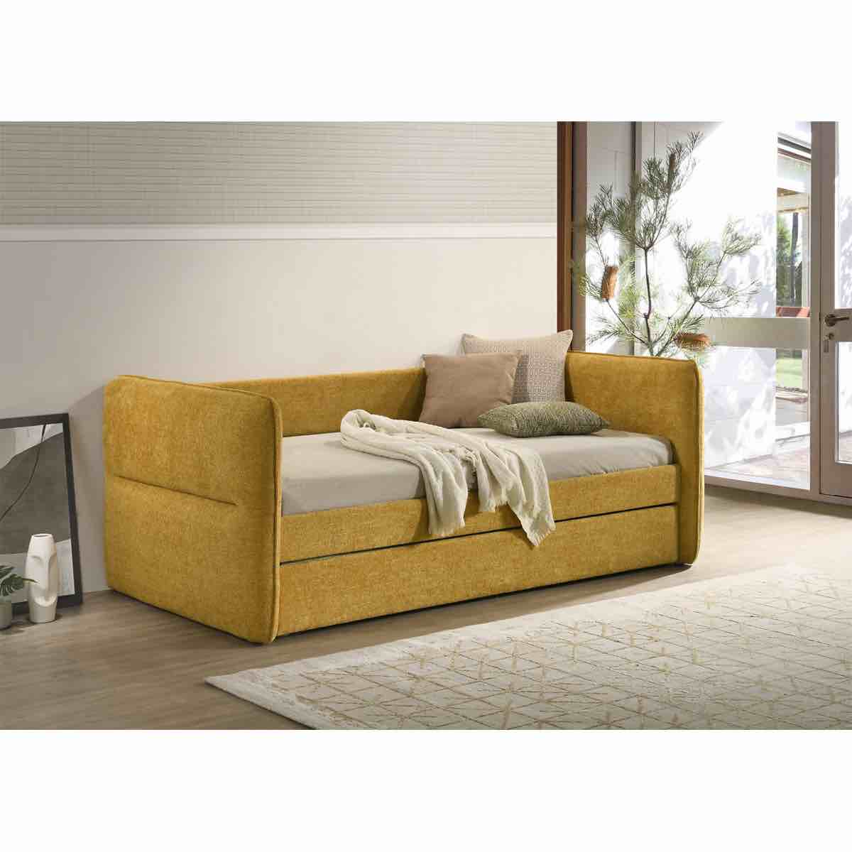 Luxurious 1Pc Modern Daybed Pull Out Trundle Button Tufted Nailhead Trim Bedroom Living Room Furniture Gold Finish(Incomplete)(Box 1 of 2)