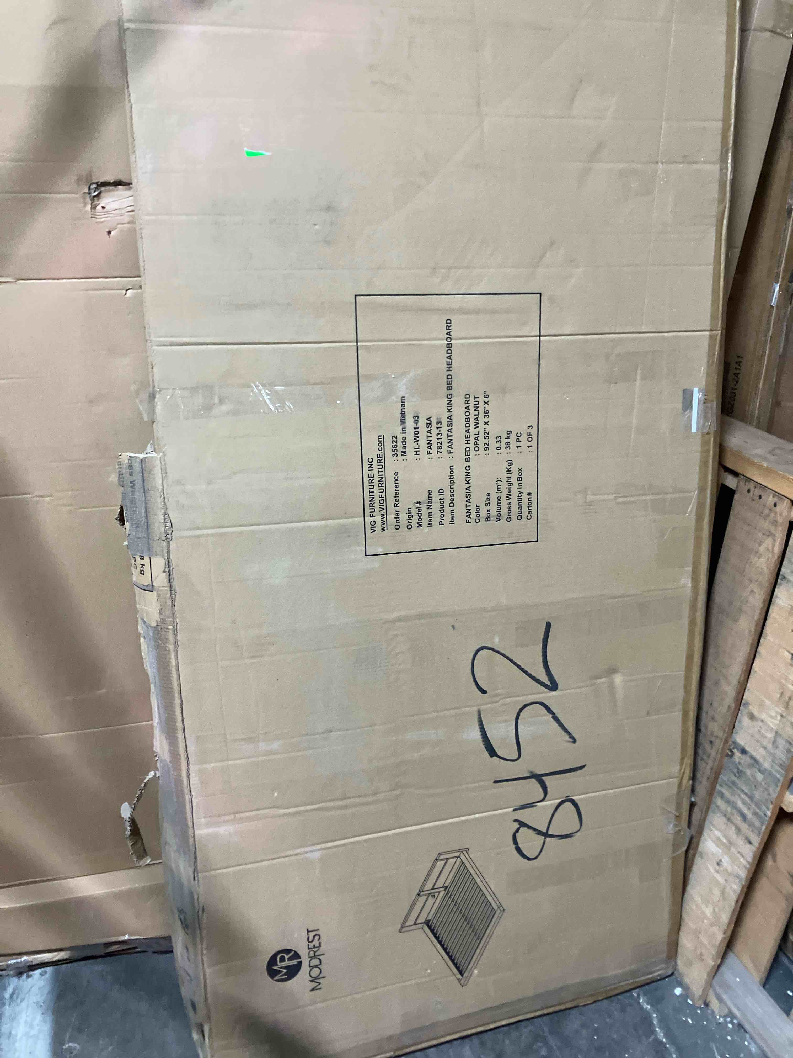 Condition photo showing As Is for modrest fantasia king bed headboard (incomplete headboard only)