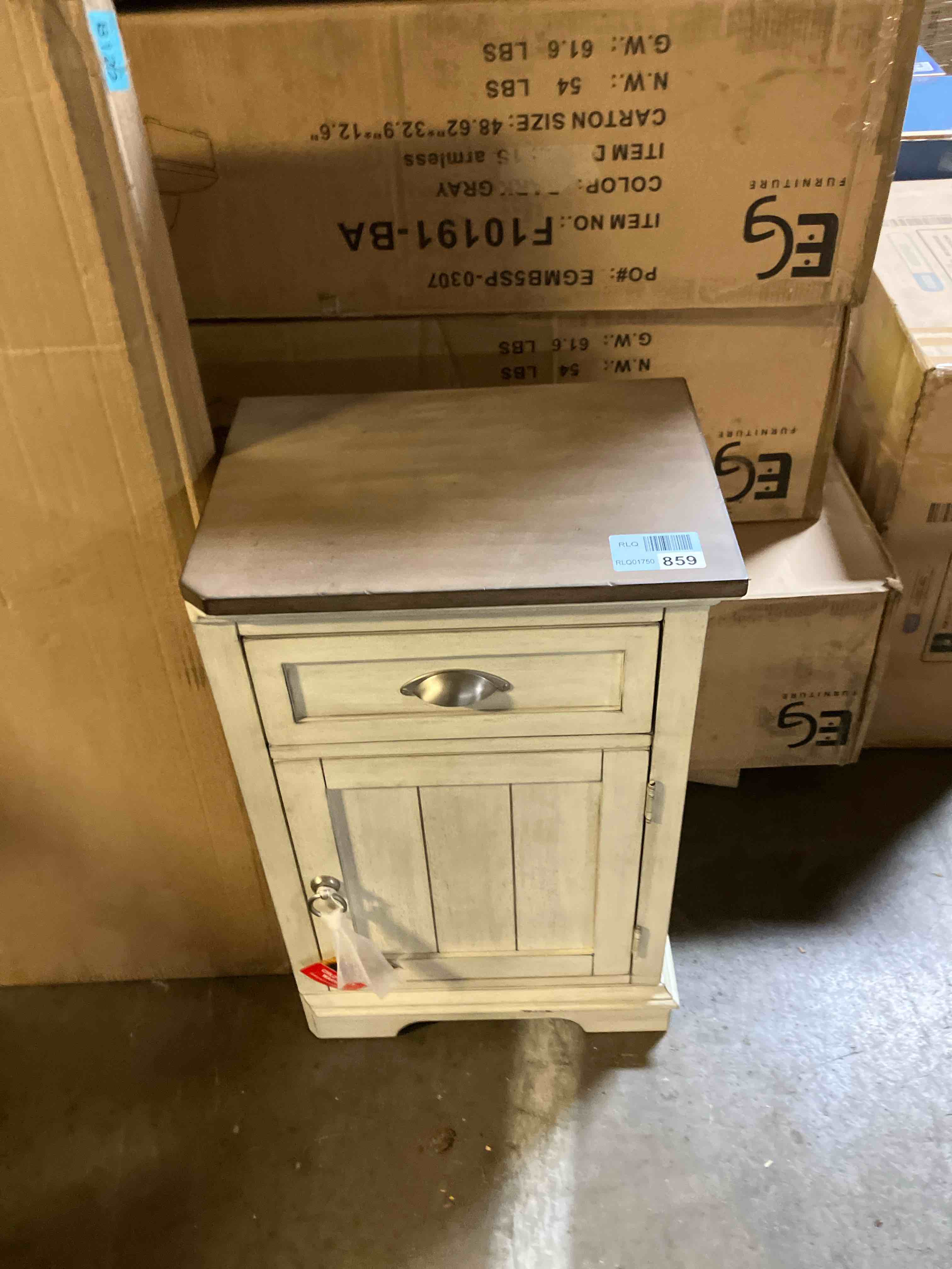 Condition photo showing New/Like New for martin svensson home montery chairside table, white with grey top