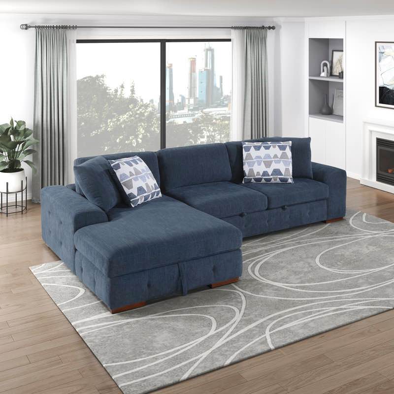 odesser 115"w 2-piece chenille sectional sofa sleeper with chaise (incomplete boxes 1/4 and 3/4 only)