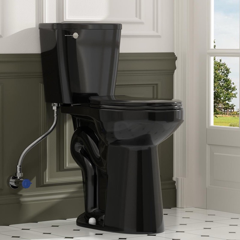 Traditional 21-inch Height Extra Tall Toilet for Bathrooms, Elongated Toilet Seat HT-140B-01 (Missing lid to tank)