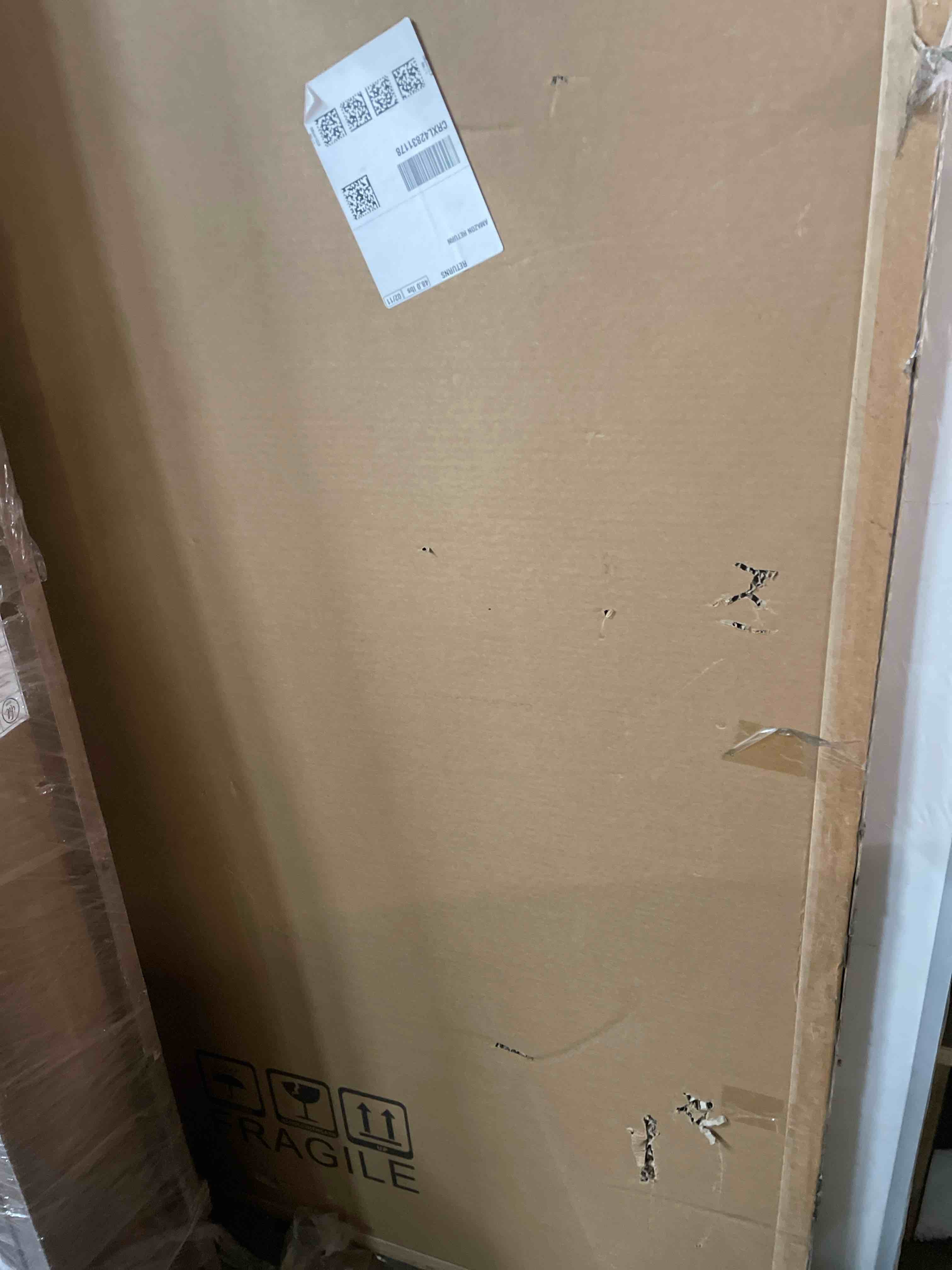 Condition photo showing New/Like New for oversized standing mirror full length, 72"x44" extra large gold floor mirror with stand, hanging or wall mounted, full body mirror for gym bedroom living room clothing store, tempered glass