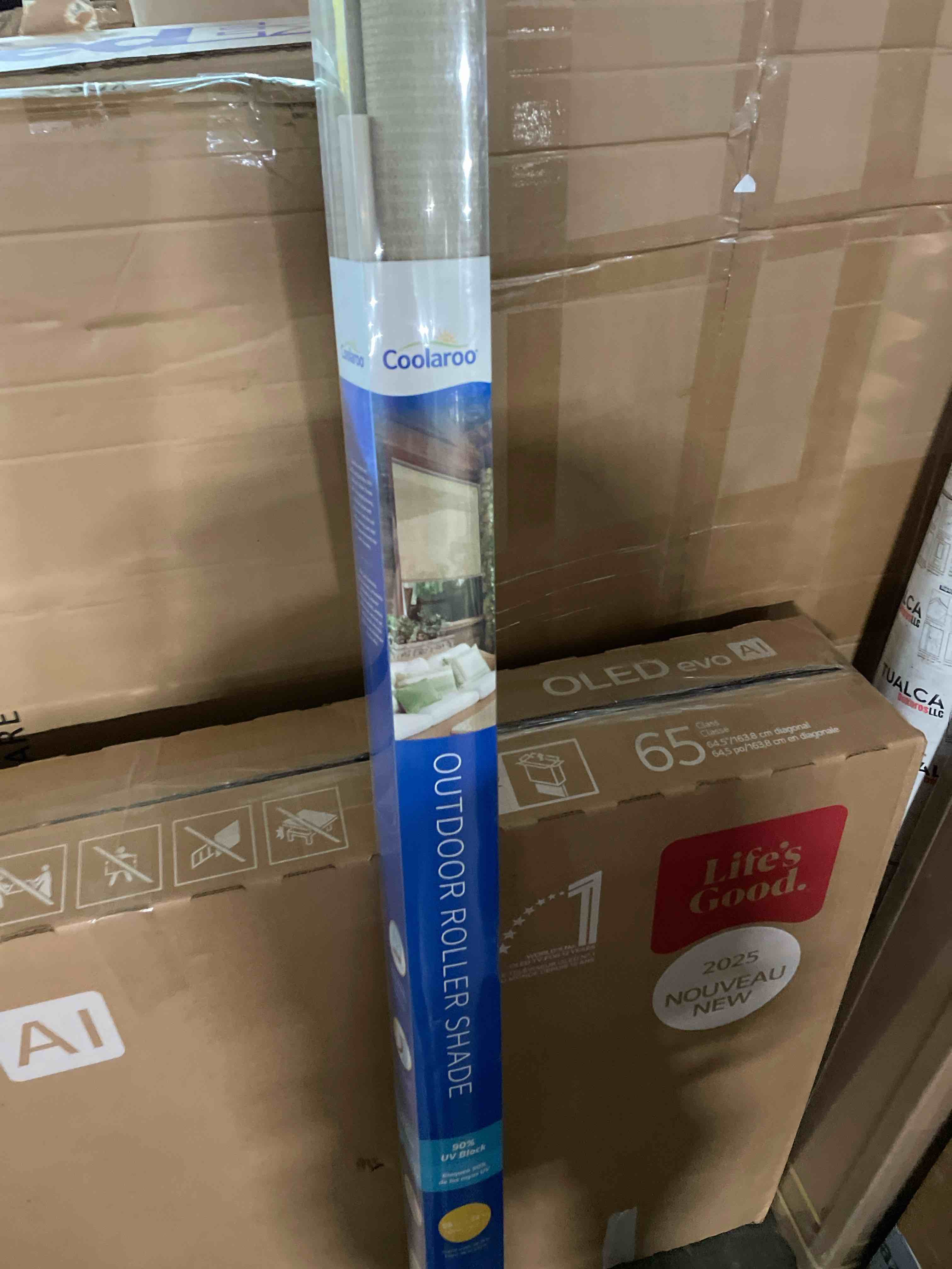 Condition photo showing New/Like New for coolaroo 8  x 6  outdoor uv blocking cordless solar roller shade blind  southern sunset