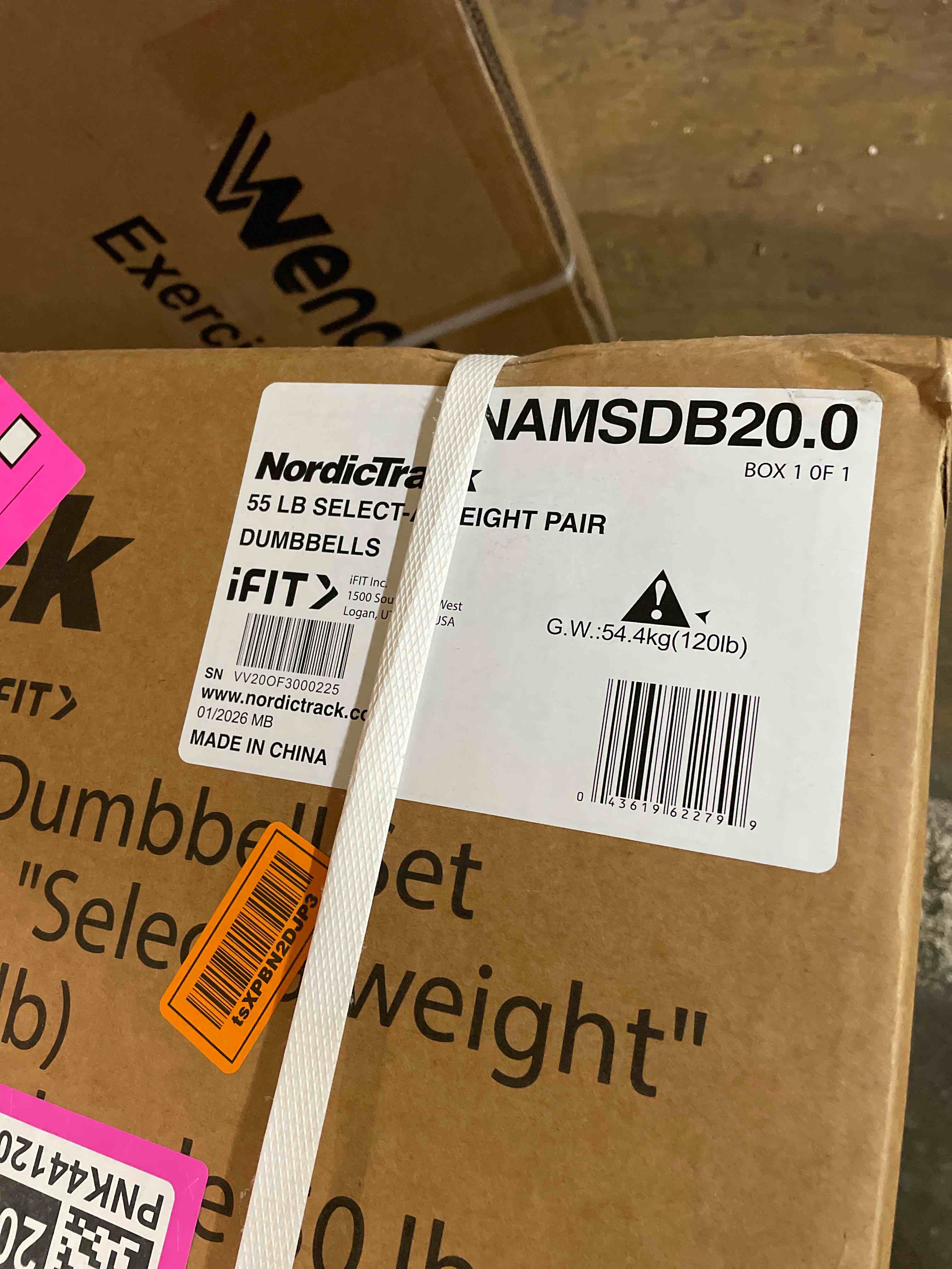 Condition photo showing New/Like New for nordictrack select-a-weight dumbell 2pc 55lbs