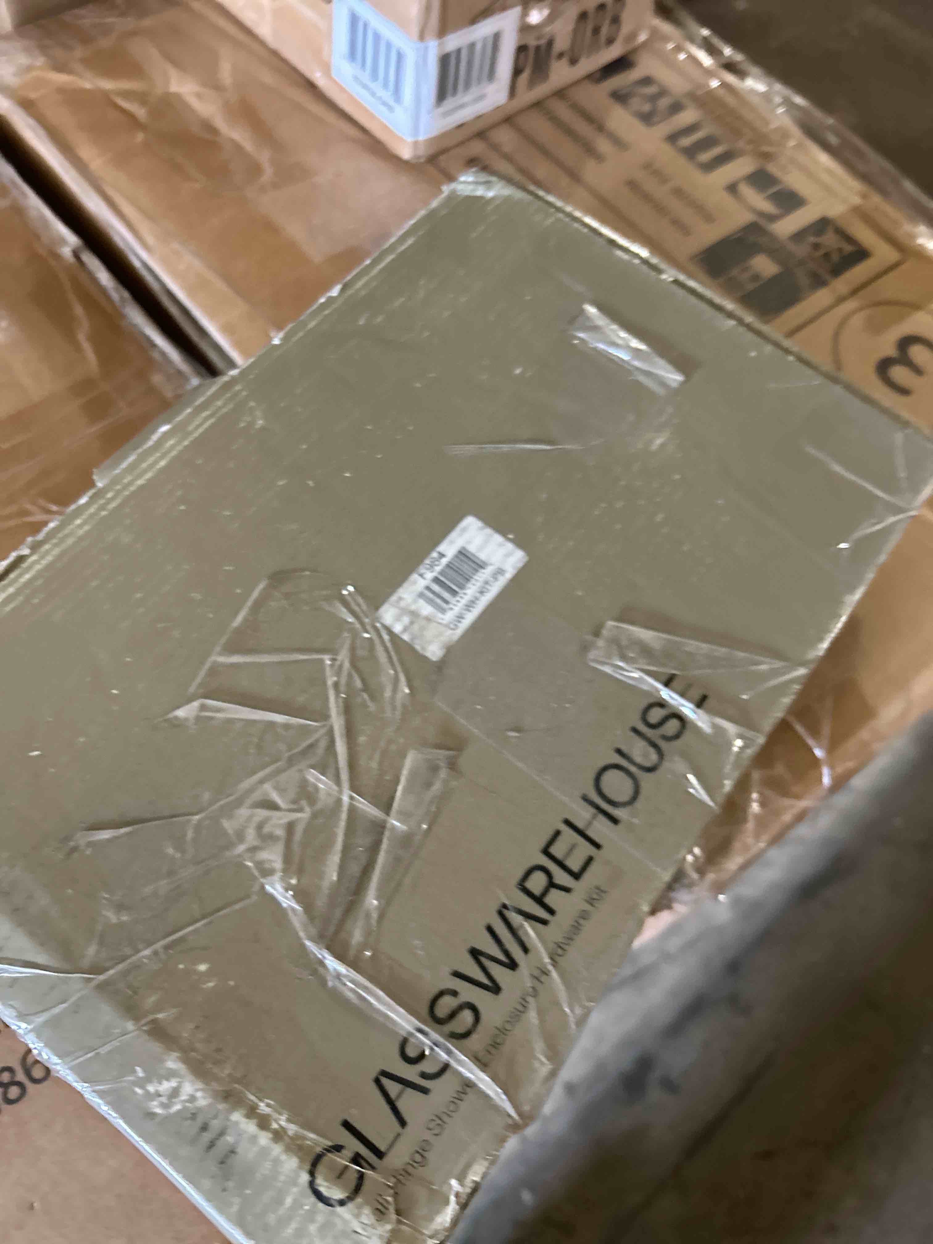 Condition photo showing Good Condition for shower door hardware kit frameless swing hinged wall in shower doors accessories parts for 5/16” 3/8” to 1/2" thick glass with hinges 8 inch and 20 inch handles glass clamp - matte black