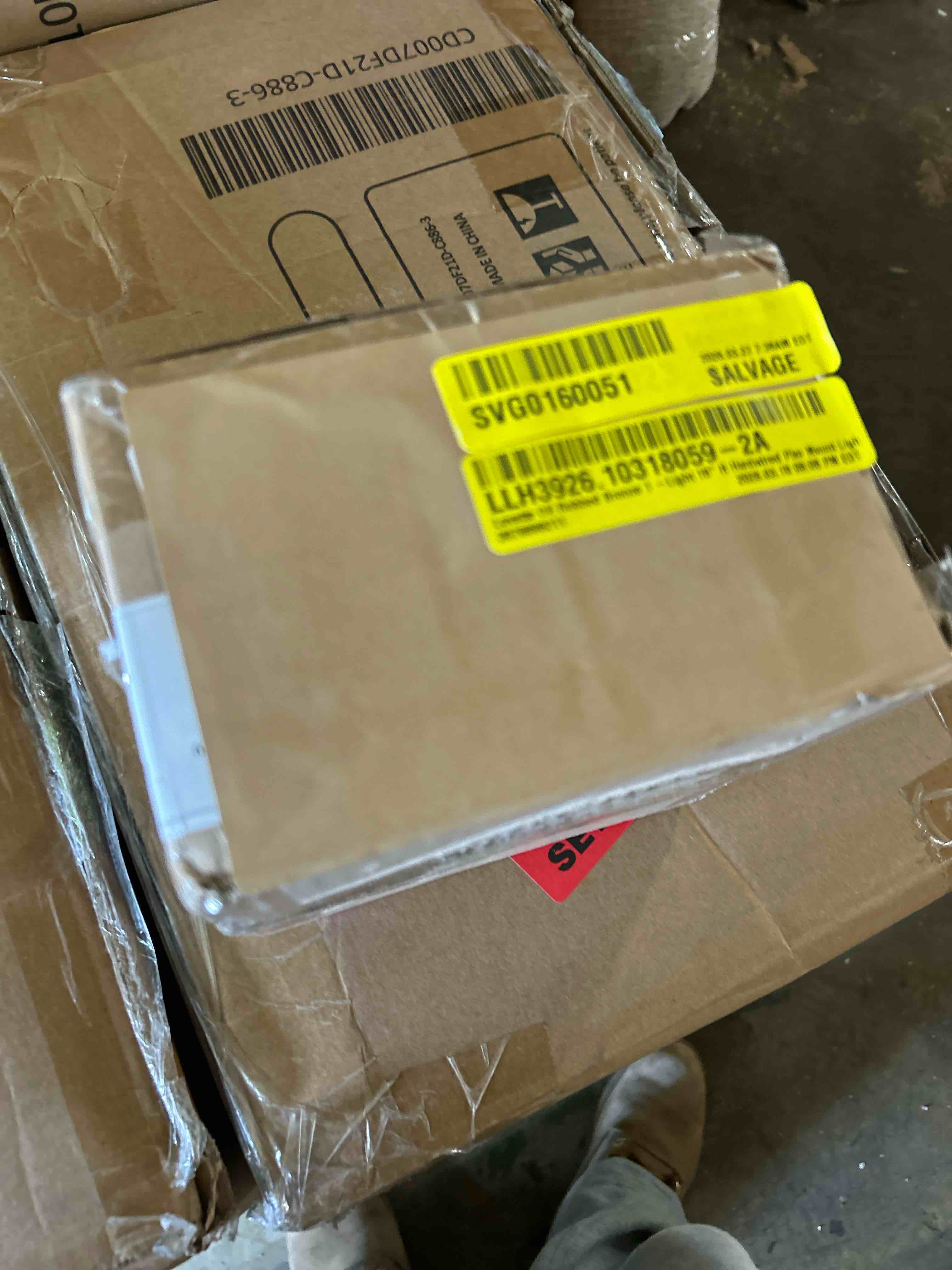 Condition photo showing As Is for lovette oil rubbed bronze 1-light 18" h hardwired pier mount ligh