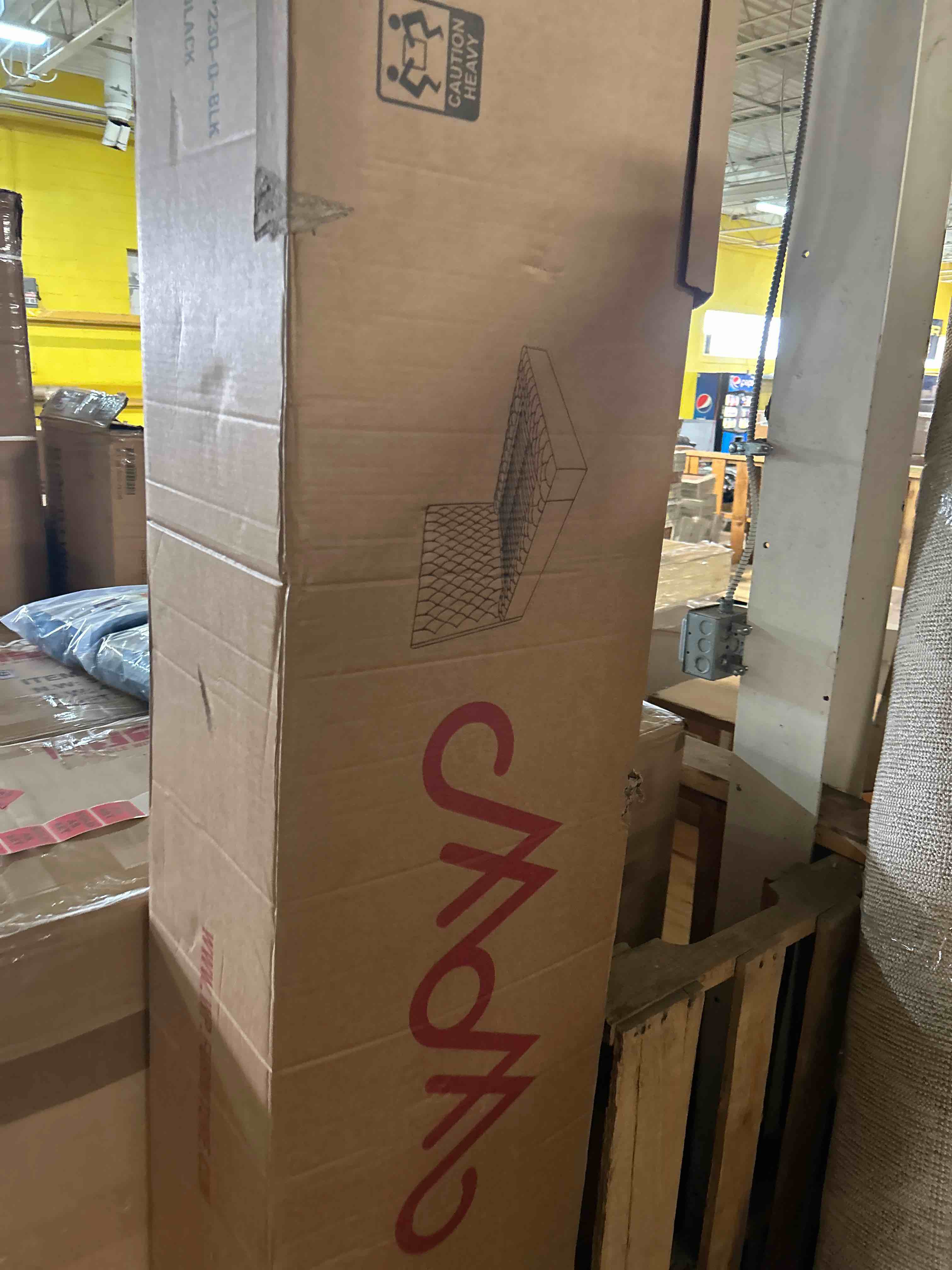 Condition photo showing As Is for pemberly row queen size platform bed with headboard, footboard, platform, wooden slats in velvet, with storage in black, no box spring needed, easy assembly, up to 600 lbs weight capacity(box 1 of 3 only)