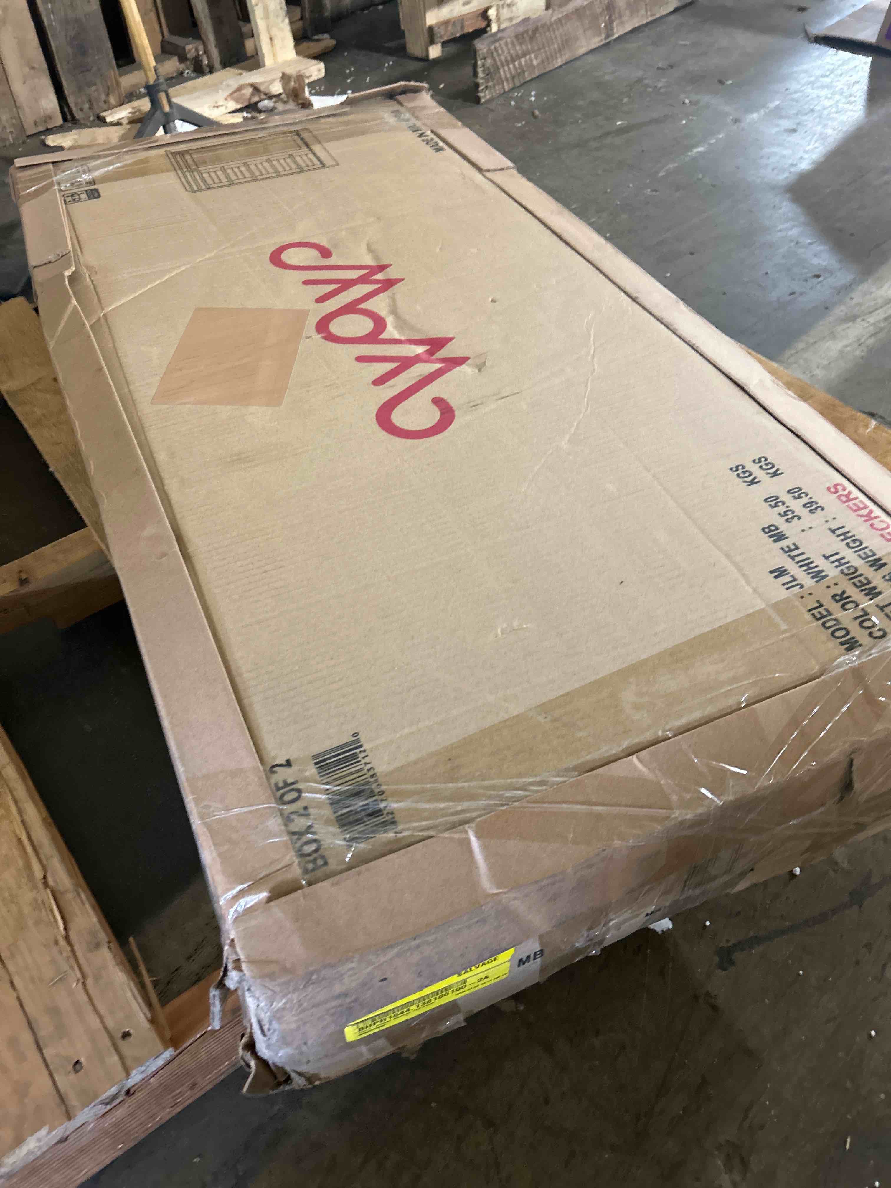 Condition photo showing As Is for jlm 5-drawer wooden tall chest(box 2 of 2 )