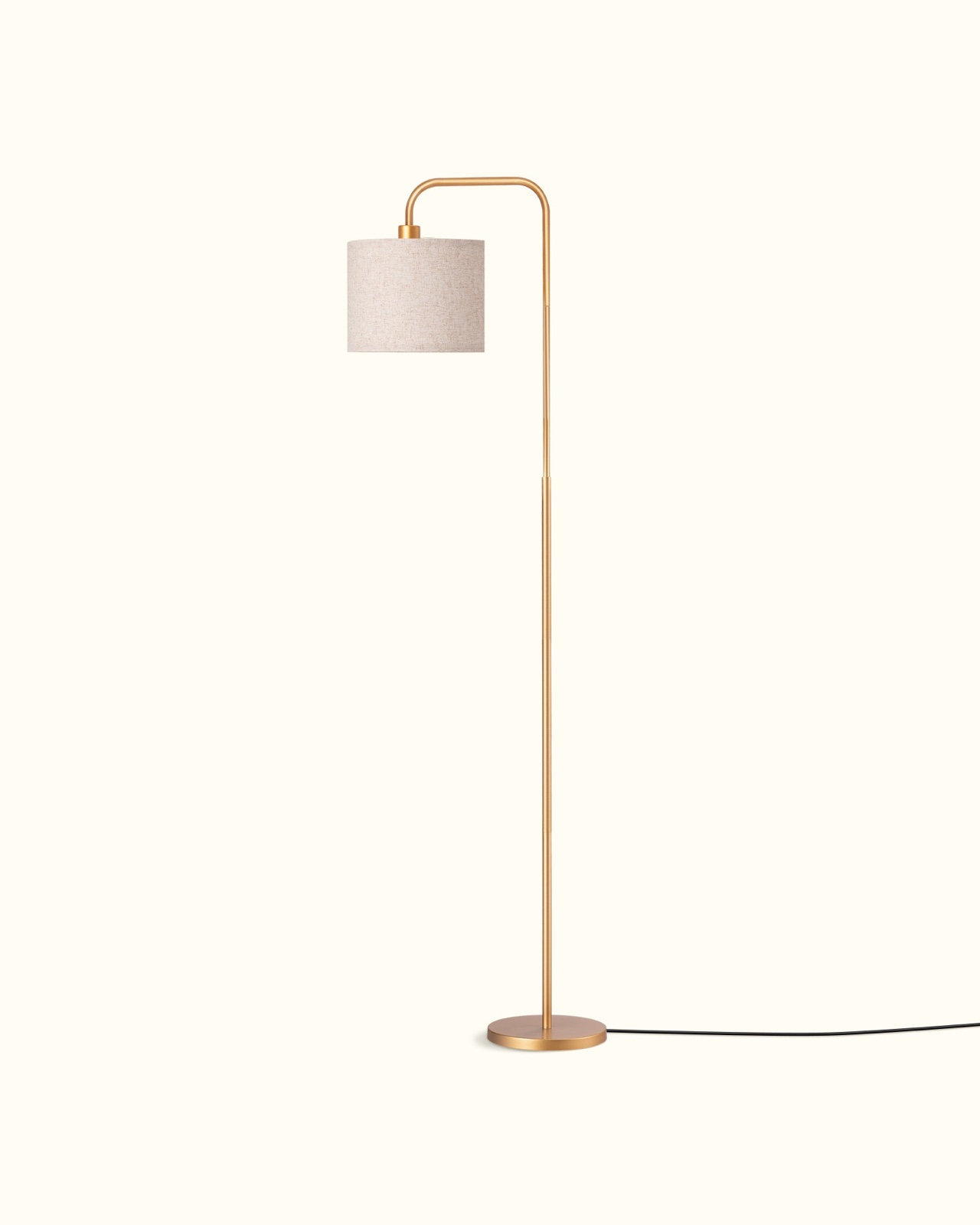 63" tall modern arc floor lamp with linen shade & remote - dimmable led bulb included