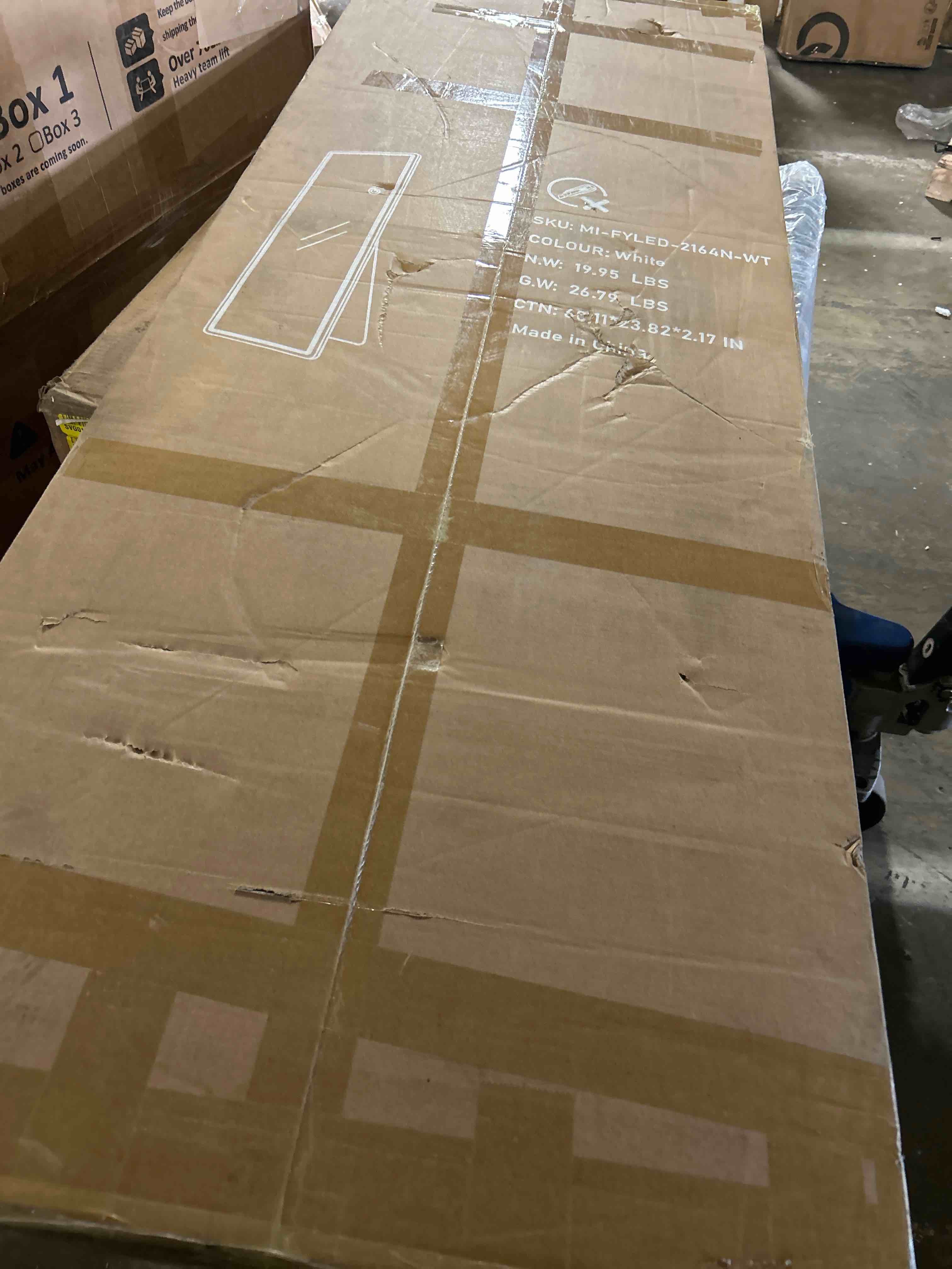 Condition photo showing New/Like New for sweetcrispy full length mirror with led lights, 61"x17" lighted floor mirror with dimming & 3 color lighting, stand for bedroom, dressing room rectangular 61"l x 17"w