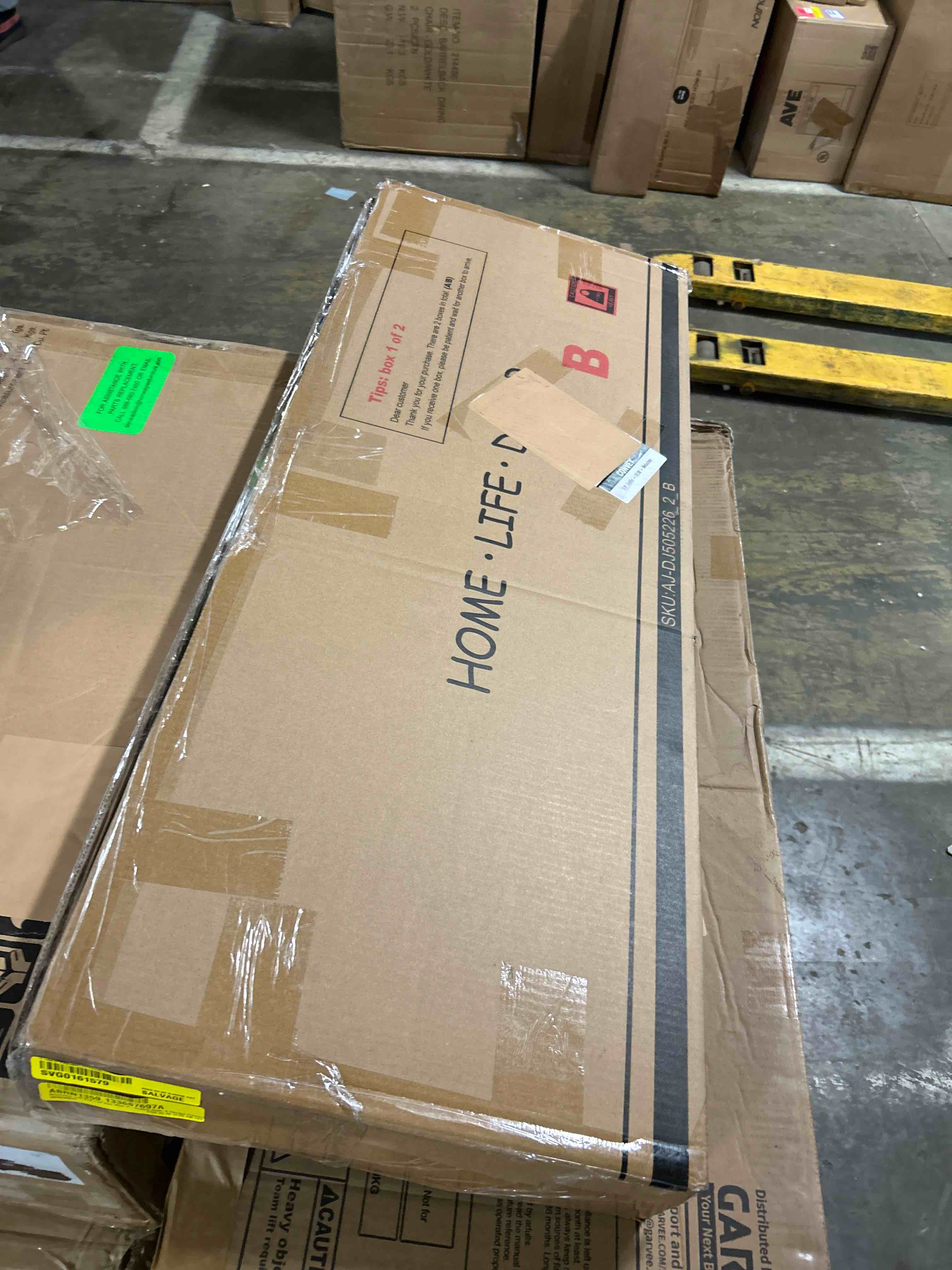 Condition photo showing As Is for absarokee loft bed full size with u-shaped desk, 6 storage drawers(box b only)