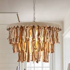 vintage brown 5 light boho tassel chandelier