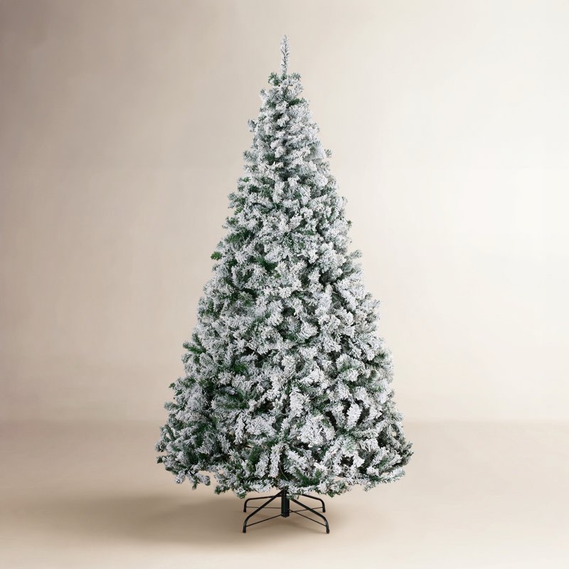 snow flocked christmas tree, premium holiday pine branches, foldable metal base 8ft