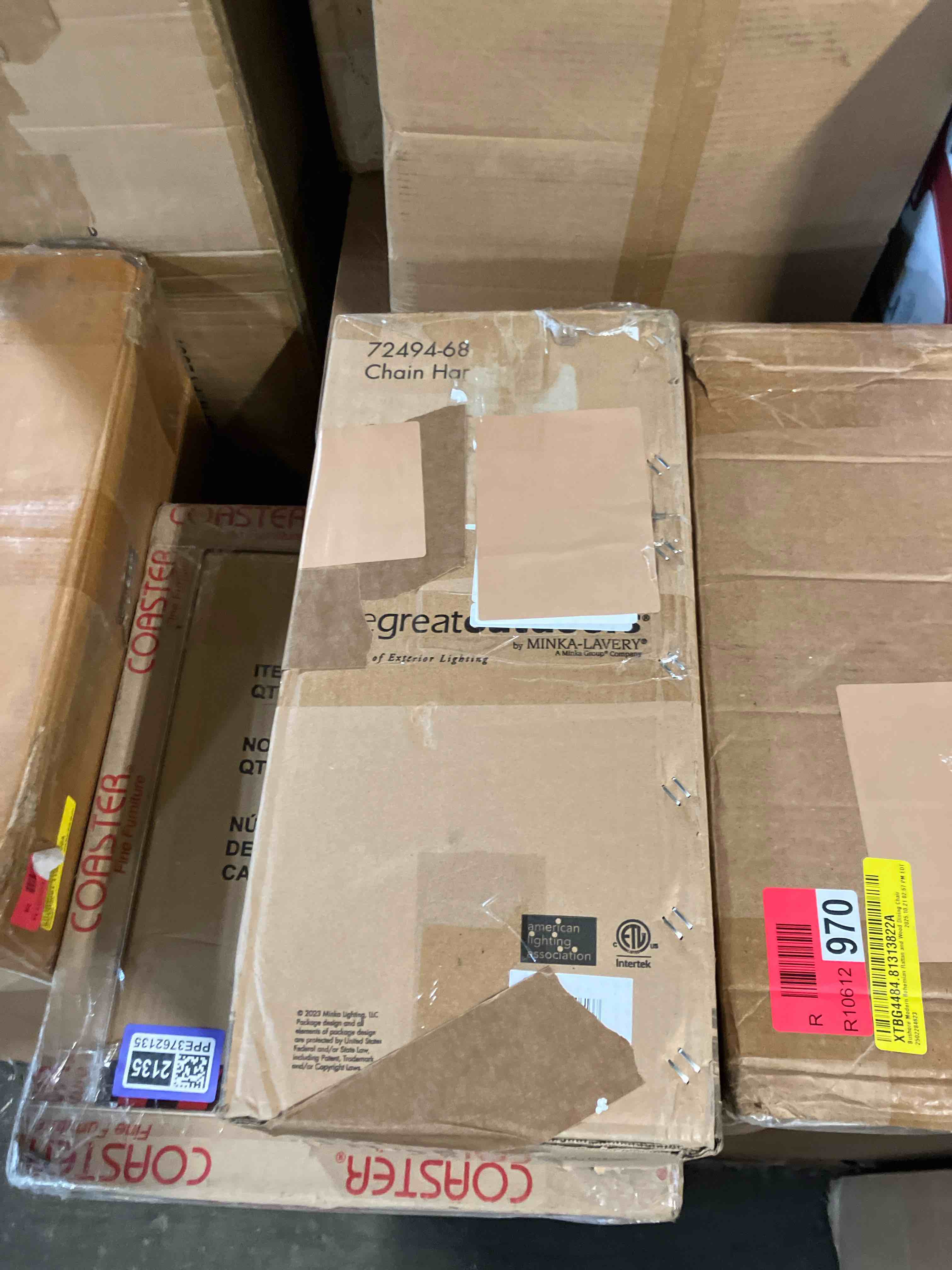 Condition photo showing New/Like New for 54.4"h 1-light adjustable outdoor pendant light fixture with matte black finish,1 e26 bulb base