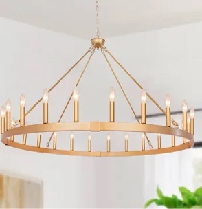 farmhouse 48" 24-light wagon wheel chandelier, extra large