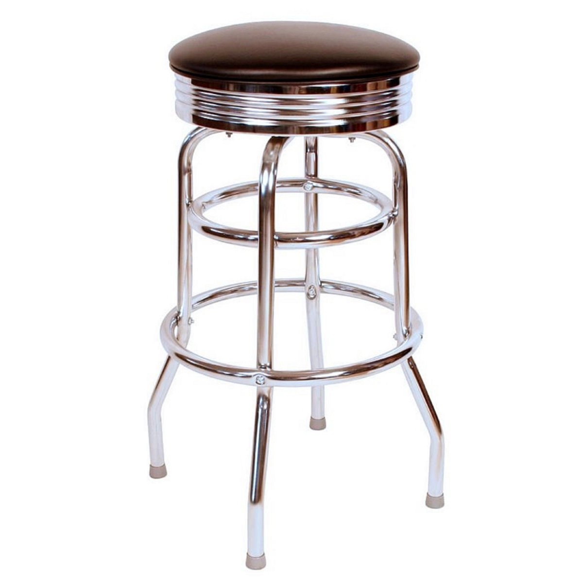 Retro Home Double Ring Chrome Pan Swivel 30" Bar Stool