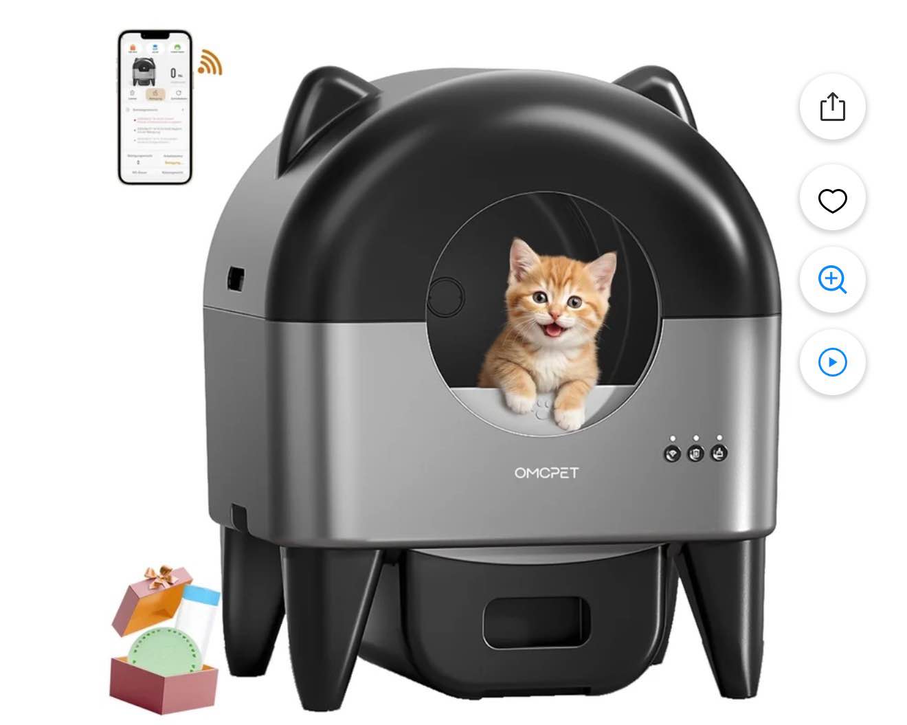 Omepat Self Cleaning Cat Litter Box  100L Large Automatic Litter Bo