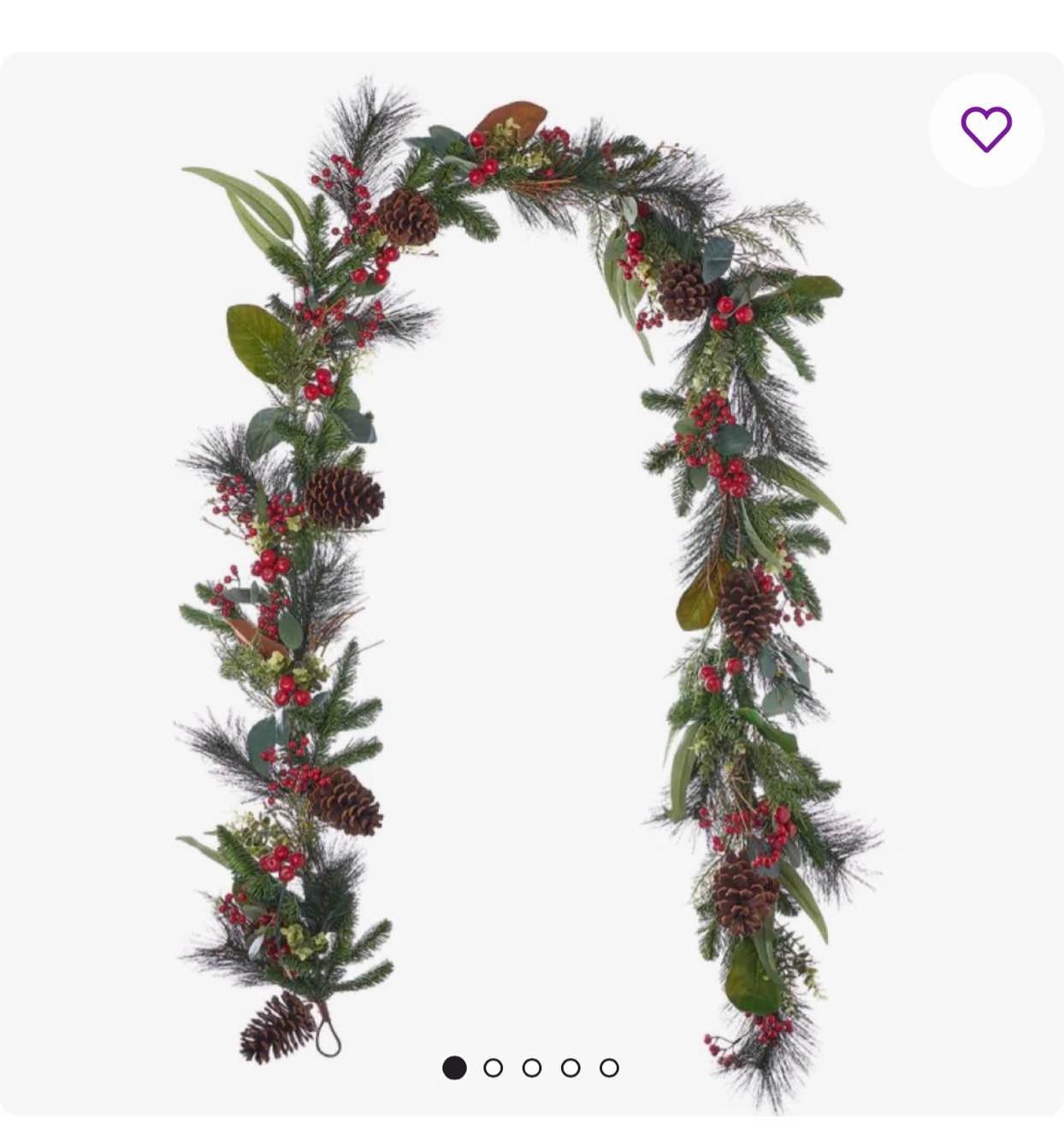 Magnolia Leaf, Eucalyptus, and Berry 9ft Garland, Pre - Lit with 50 LEC  