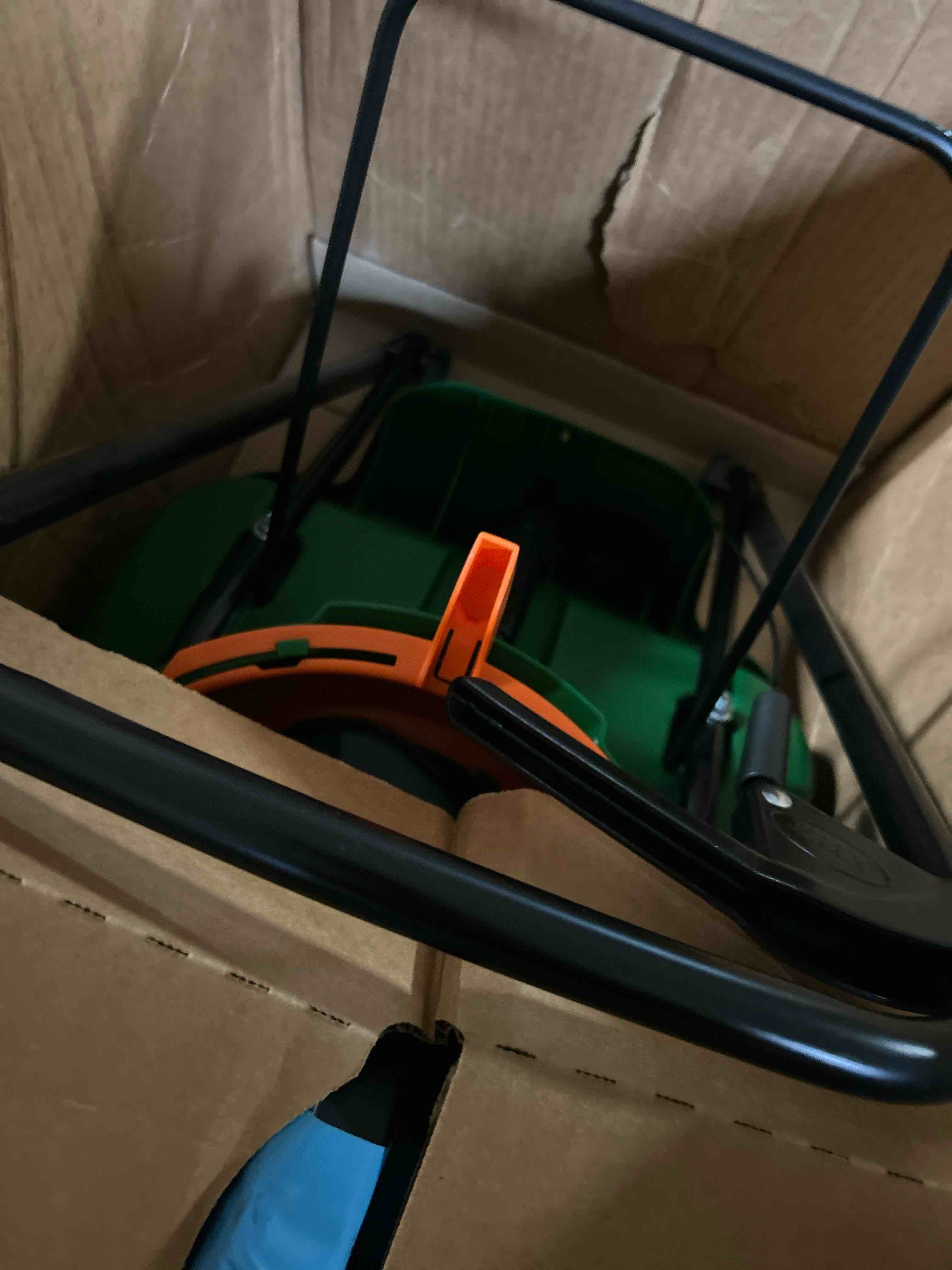 Condition photo showing New/Like New for scotts turf builder edgeguard mini broadcast spreader for seed, weed and feed, fertilizer, salt, ice melt, push spreader holds up to 5,000 sq.ft. product