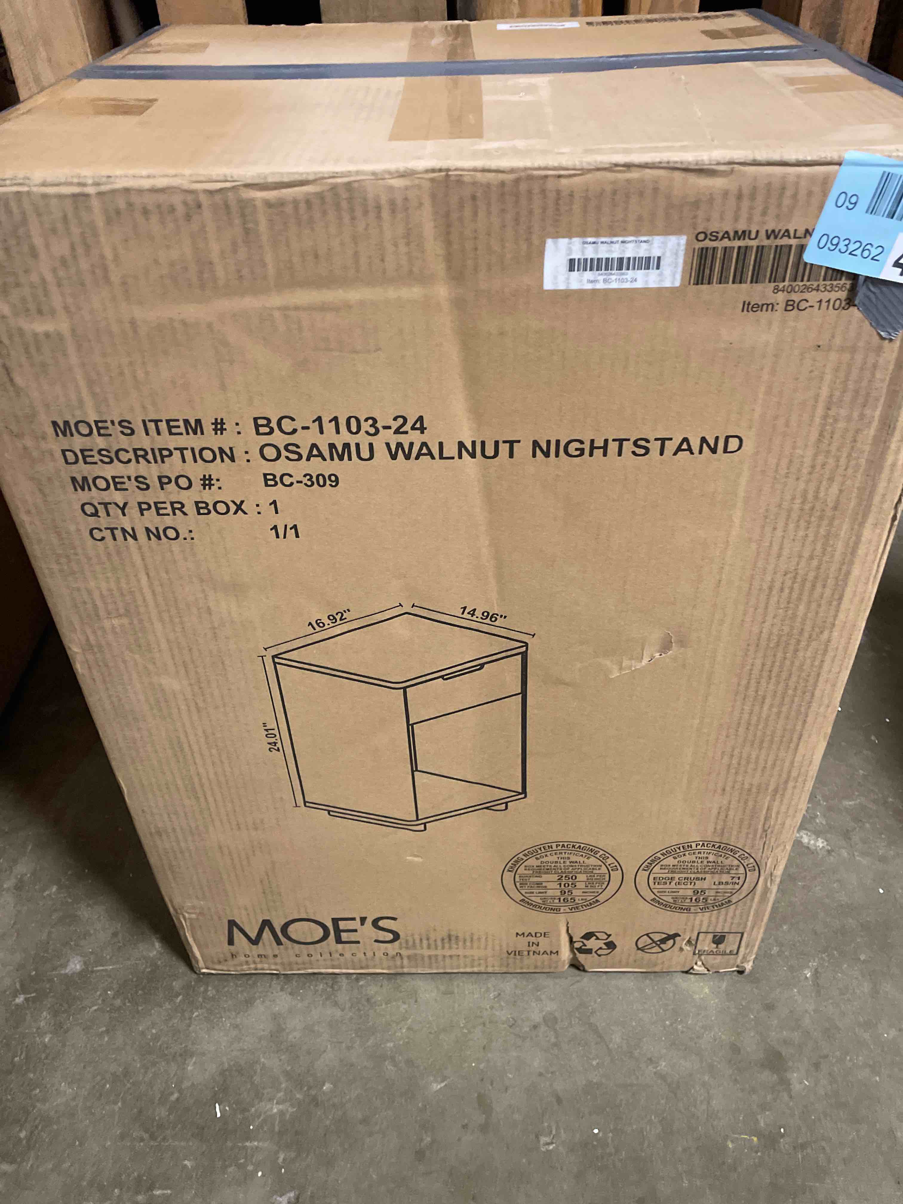 Condition photo showing New/Like New for moe's home collection osamu nightstand