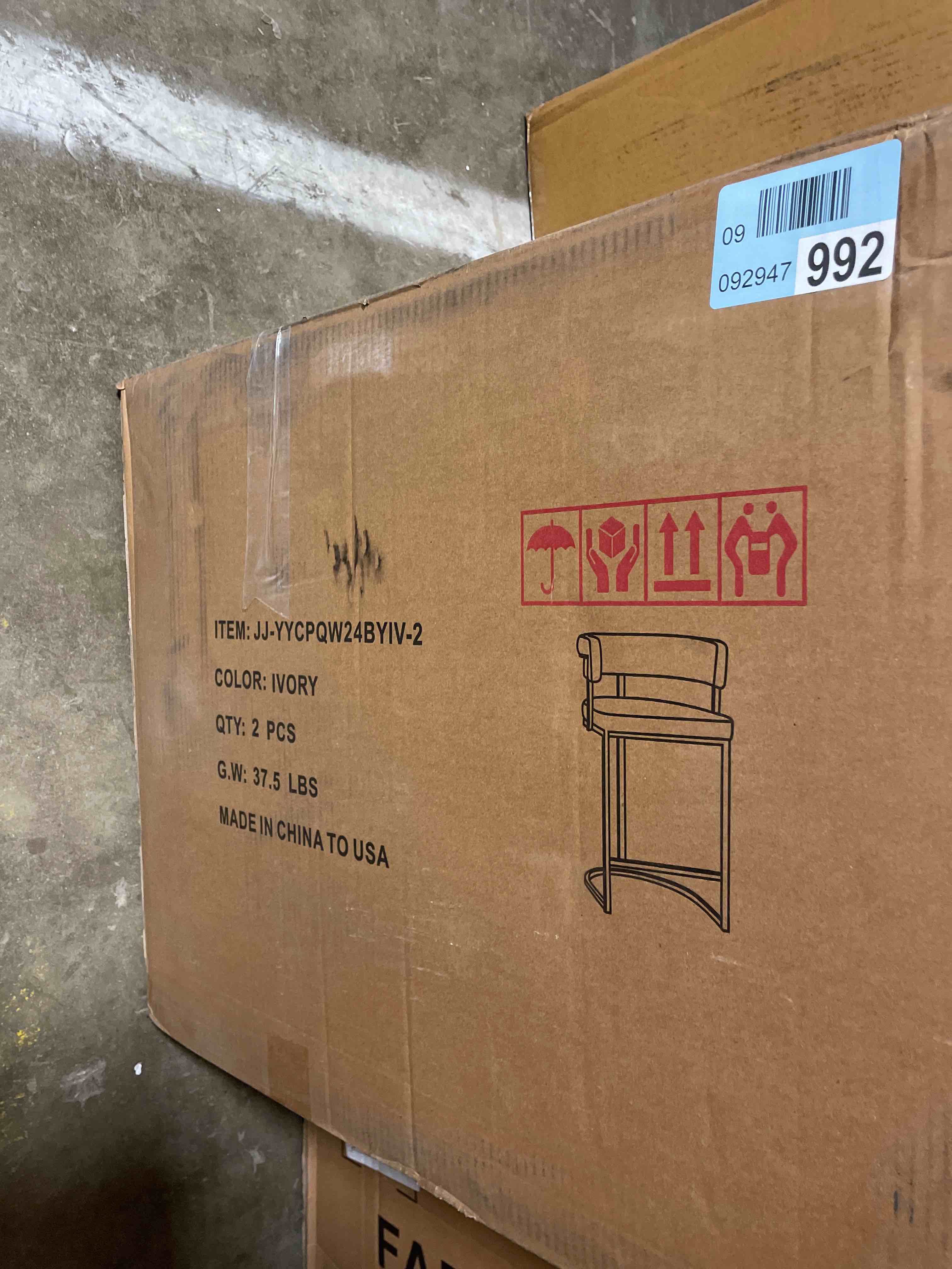 Condition photo showing New/Like New for height bar stools set of 2 for kitchen counter, 26" bar chairs with back, modern height island barstools, upholstered breakfast stools for dining room, cafe, kitchen island, comfy, ivory