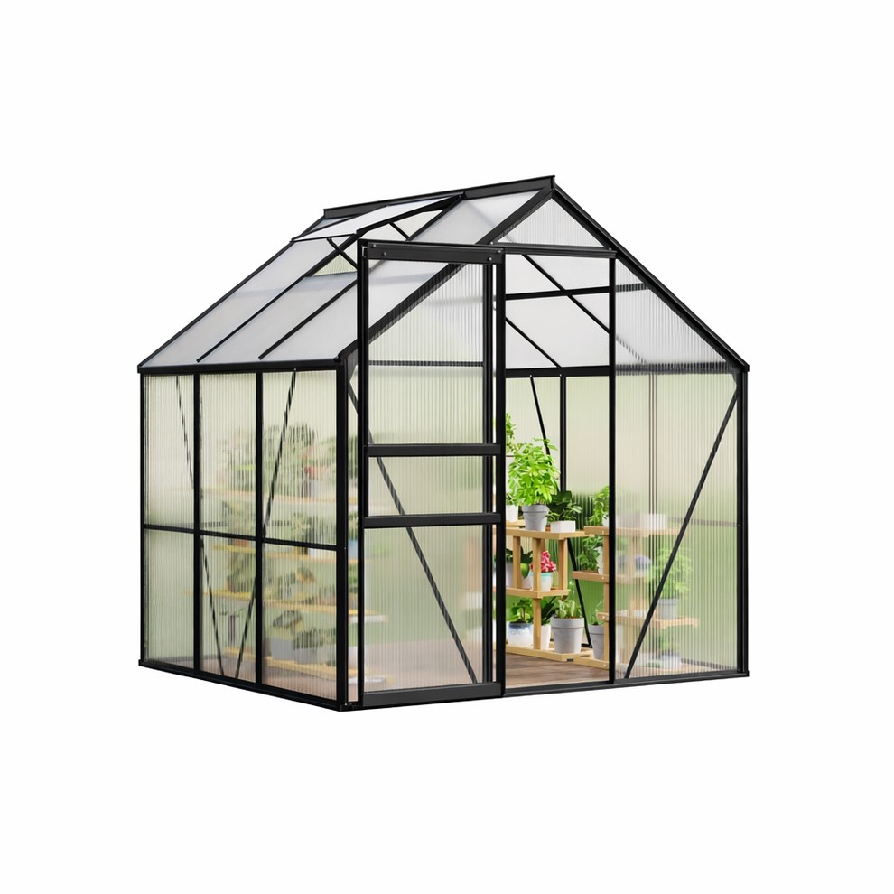 Garvee 6x6 FT Polycarbonate Greenhouse Kit – Robust Aluminum Frame, Lockable Door