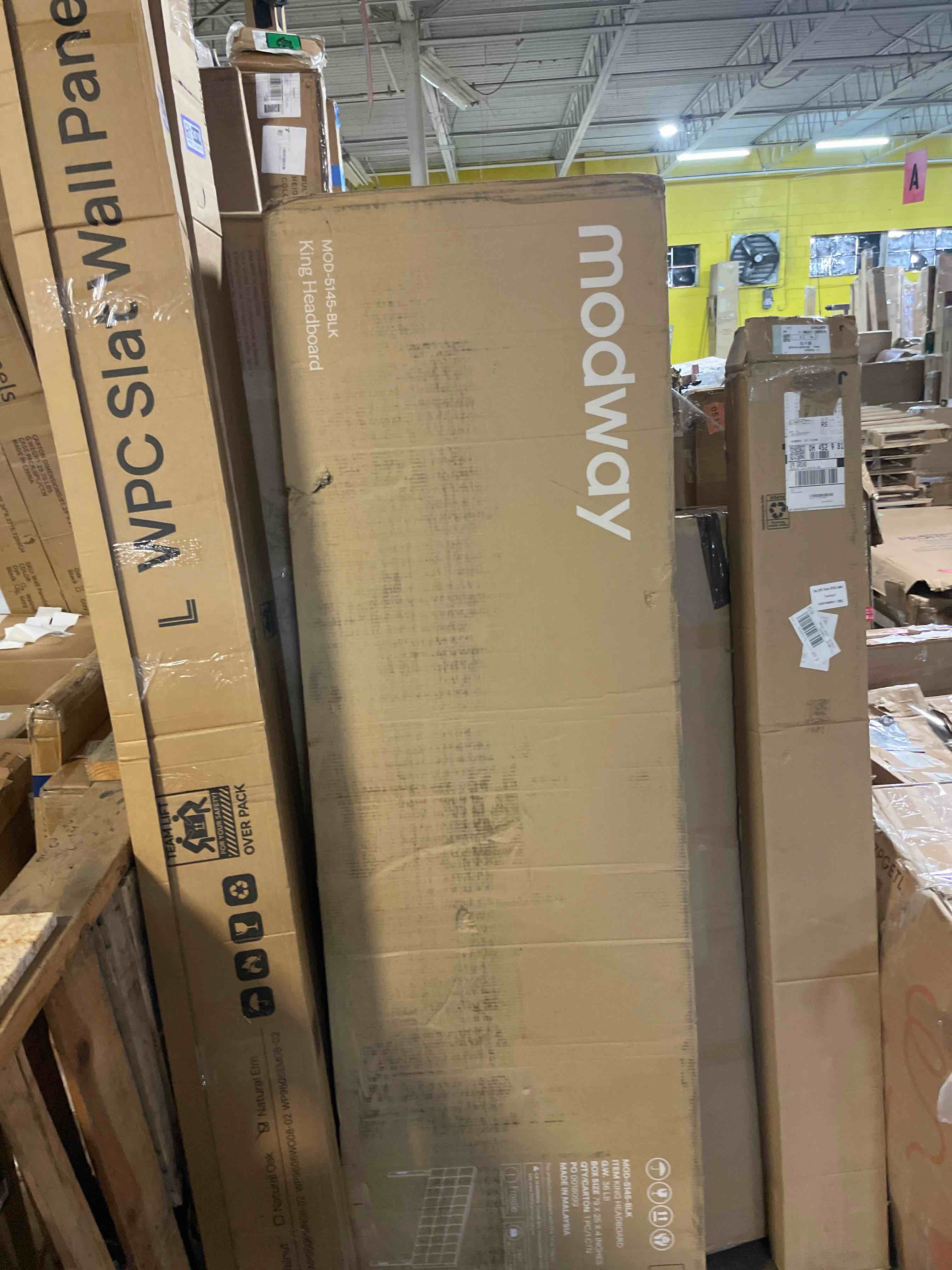 Condition photo showing New/Like New for modway lily tufted faux leather upholstered king headboard in black