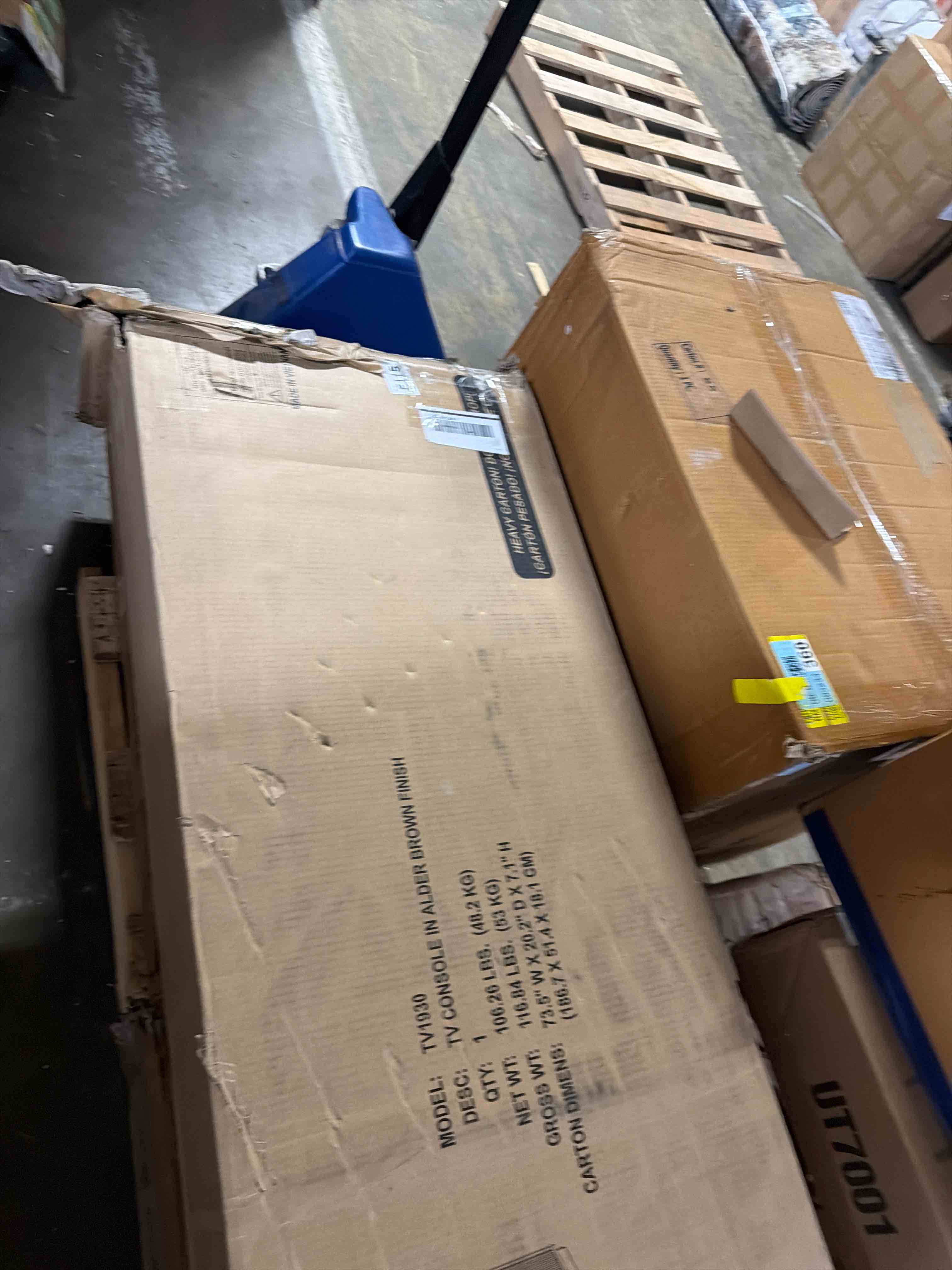 Condition photo showing New/Like New for henn&hart presque tv stand, 68" wide, brown