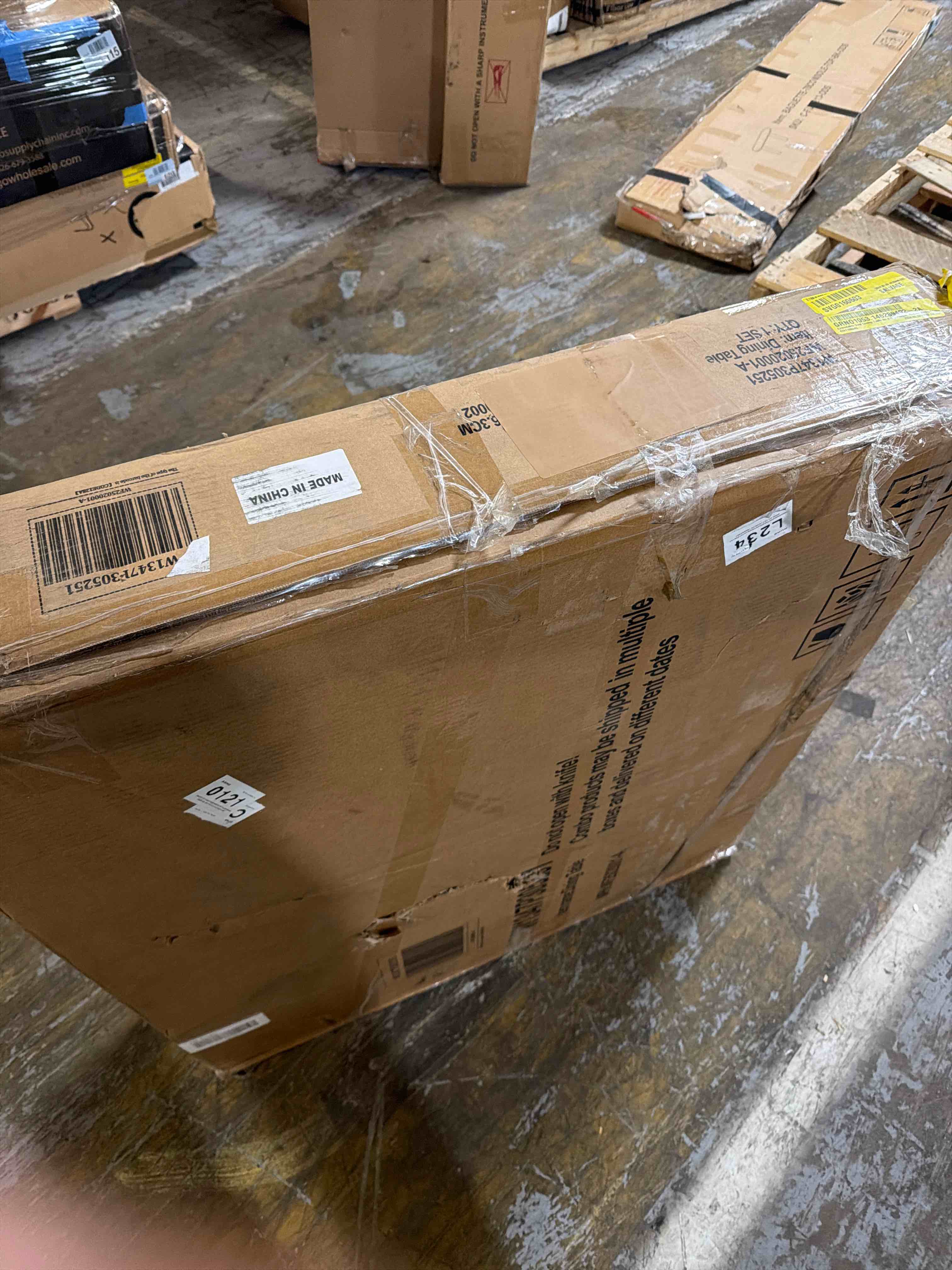 Condition photo showing As Is for adelyn 52" solid oak round pedestal dining table