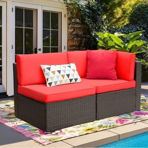 Furniwell 2-piece Outdoor Sectional Sofa Patio Conversation Set for Small Area (incomplete)