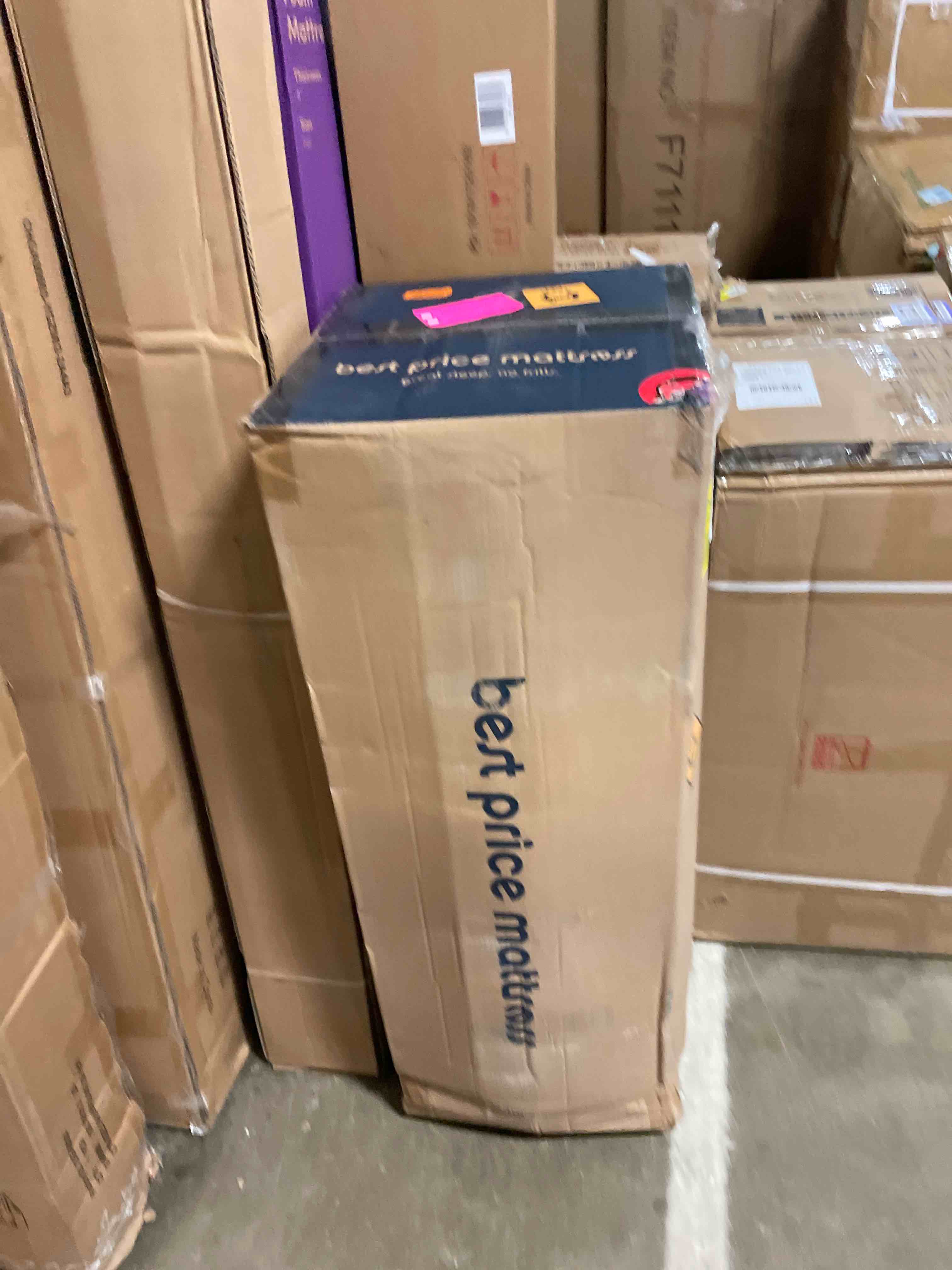 Condition photo showing New/Like New for best price mattress 12 inch memory foam mattress, medium firm, cooling gel infused, certified safe foams & fabric, mattress in a box, king