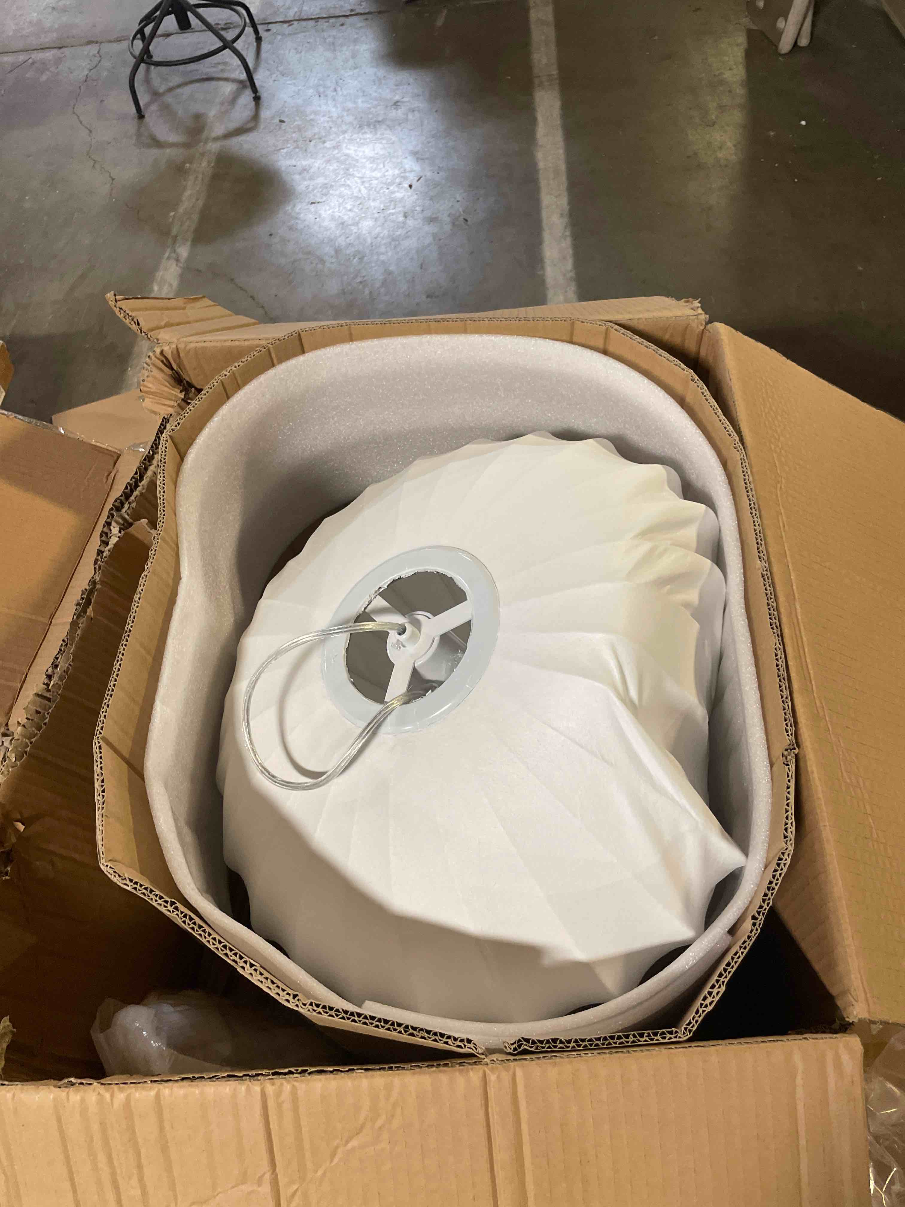 Condition photo showing New/Like New for 20 inch lantern pendant light, white imitation silk lampshade, bubble pendant light fixture ceiling hanging lamp chandelier for living dinning room kitchen island bedroom restaurant cafe white 20in