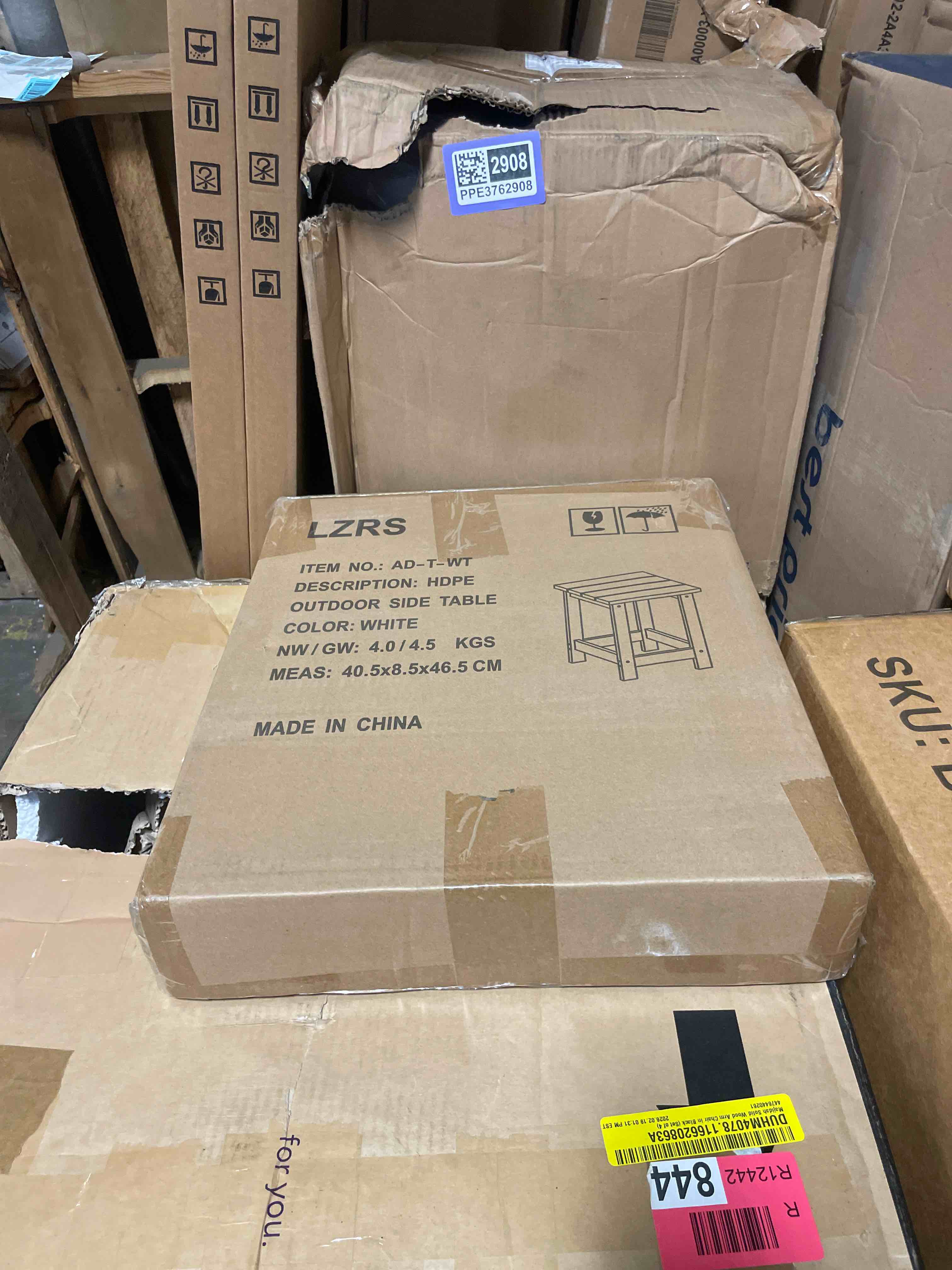 Condition photo showing New/Like New for lzrs adirondack square outdoor side table for patio, pool composite patio table,hdpe end tables for backyard,pool, indoor companion, easy maintenance & weather resistant(white) a:square table white