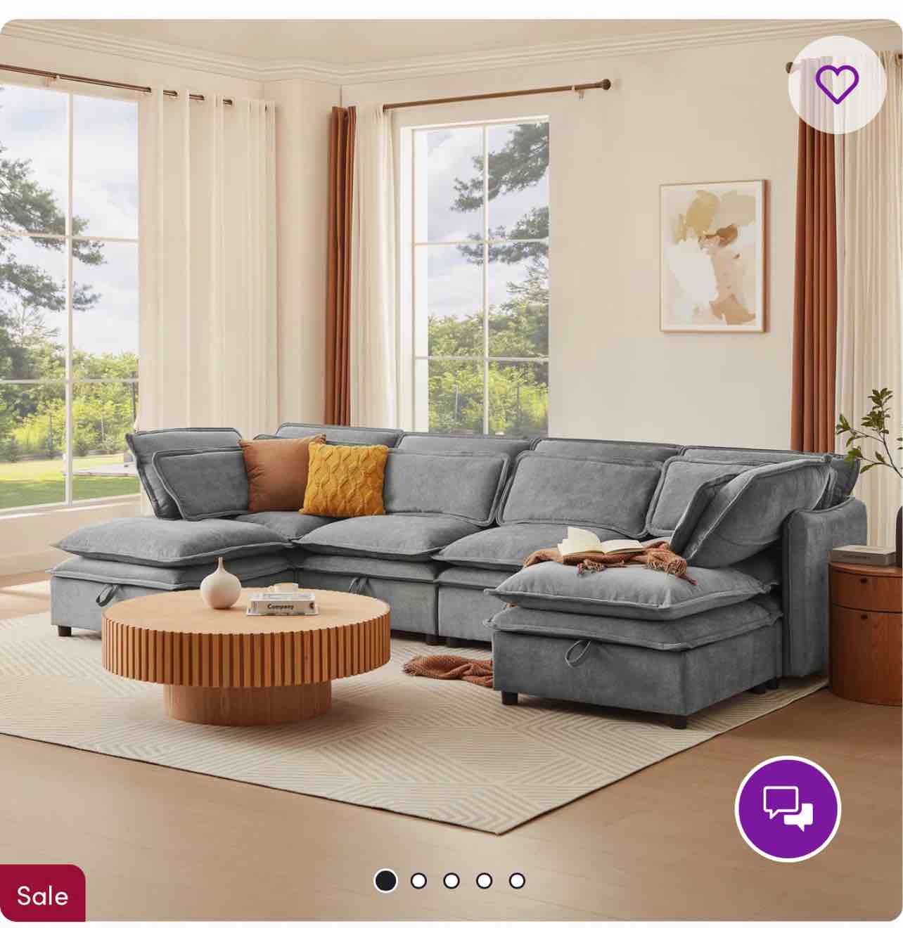 U Style Double Layer Cushion Modern Large U-Shaped Modular So  